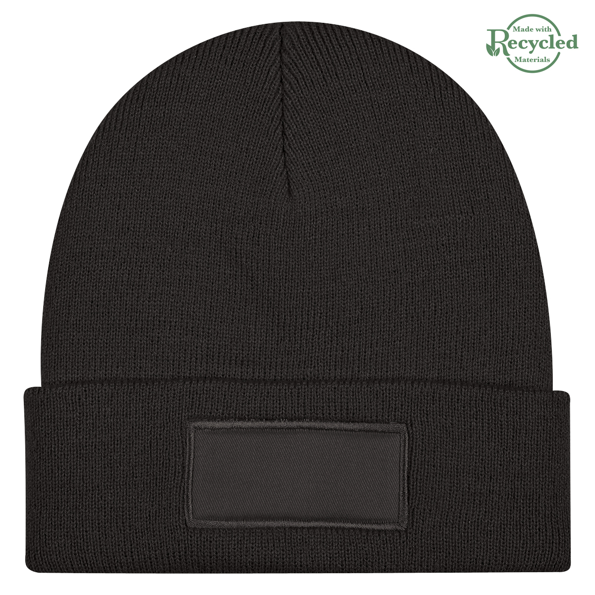 Patch Knit Beanie With Cuff