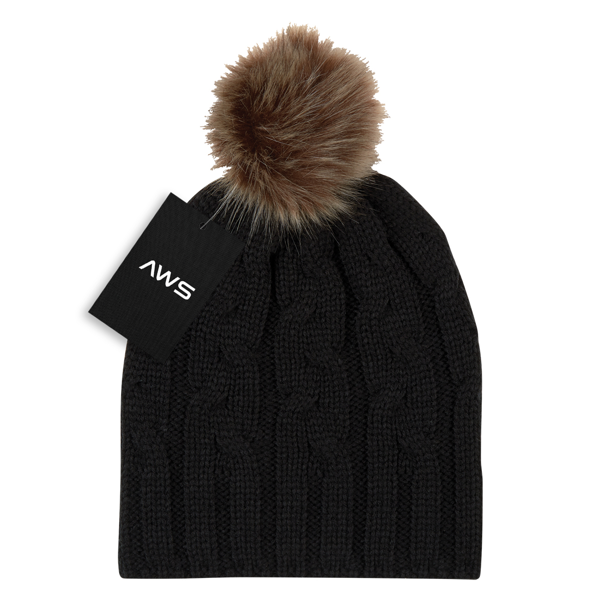 AWS Cameron Cable Knit Pom Beanie