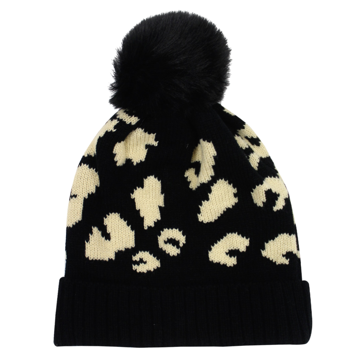 Leopard Print Pom Beanie