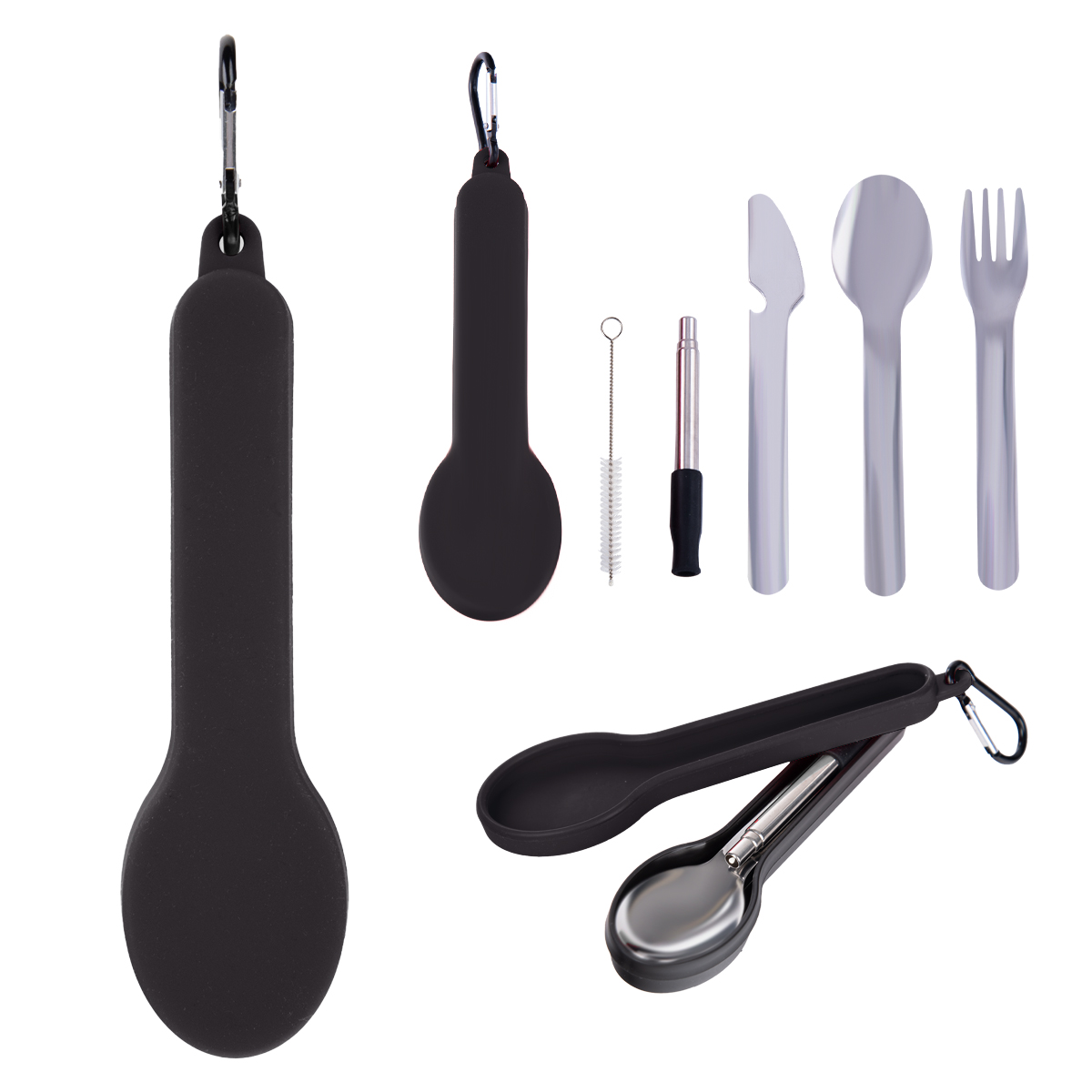 Travel Utensil Set With Silicone Holder