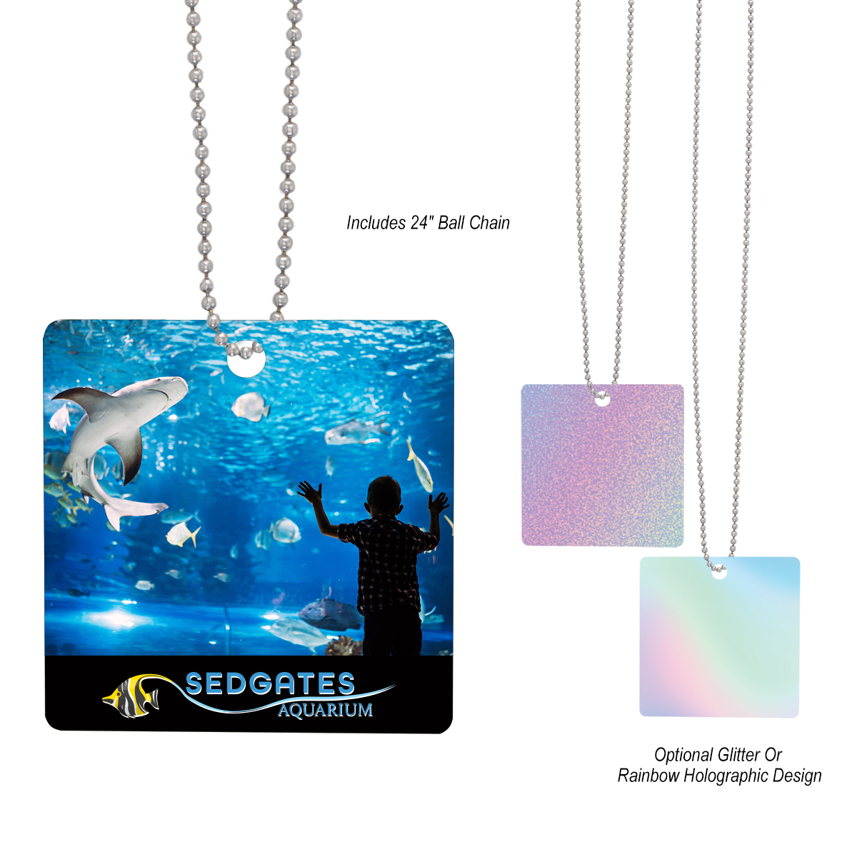 Acrylic Charm With Chain - Square