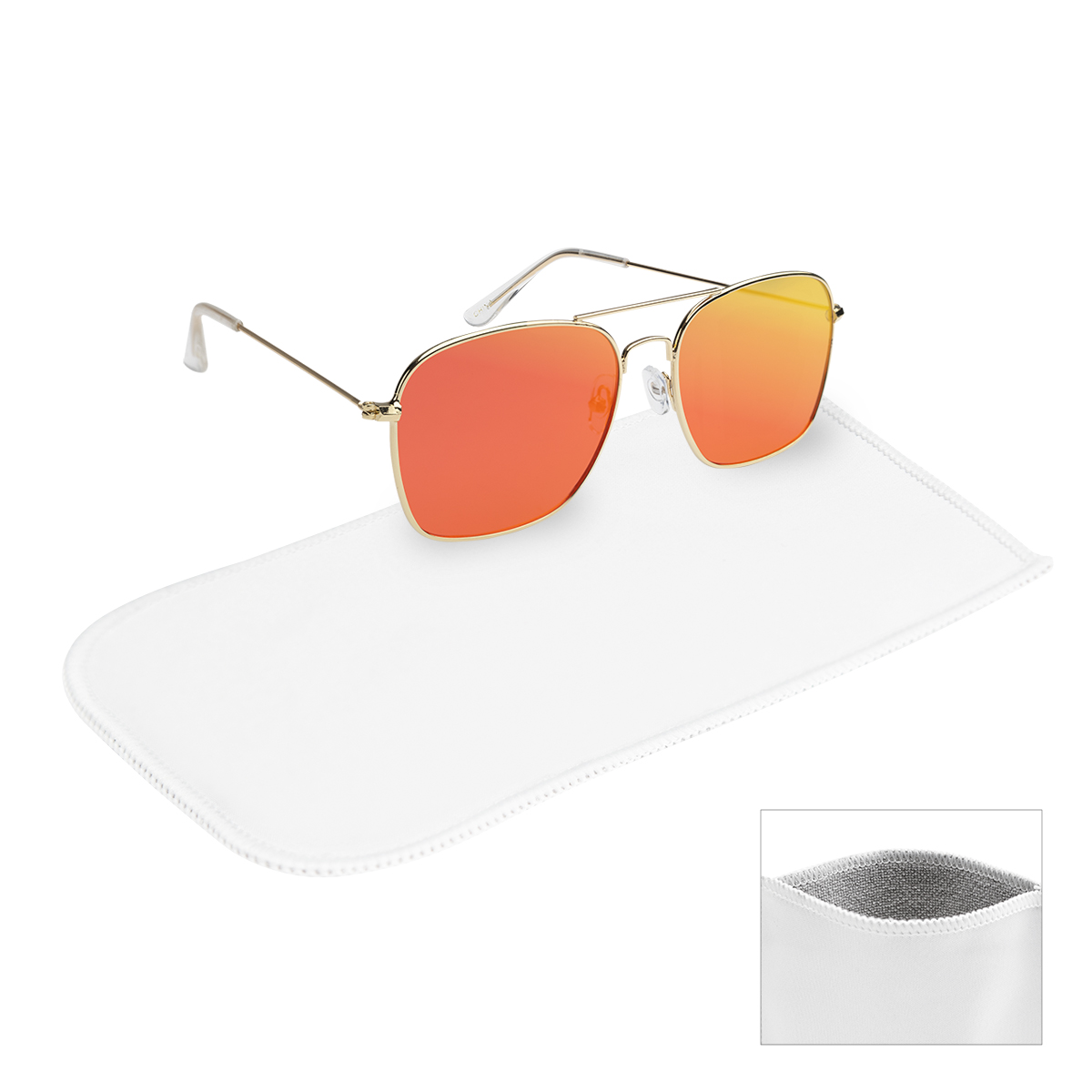 Aviator Sunglasses With Rpet Microfiber Sunglass Pouch