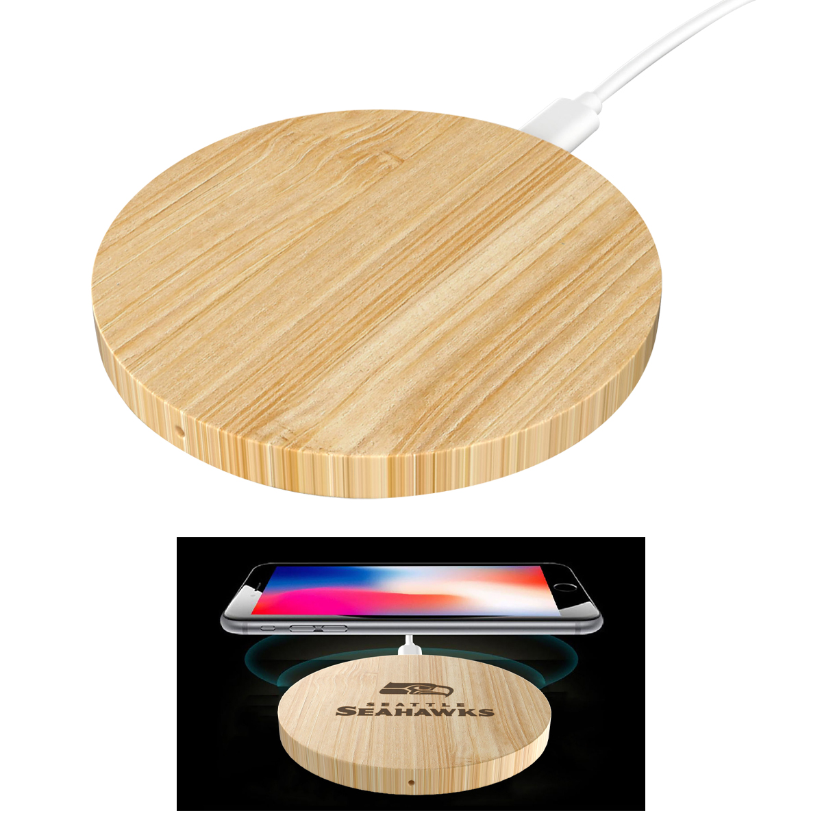 15W Round Bamboo Wireless Charger