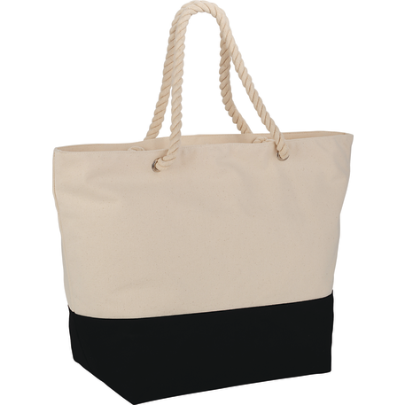 Zippered 12oz Cotton Canvas Rope Tote