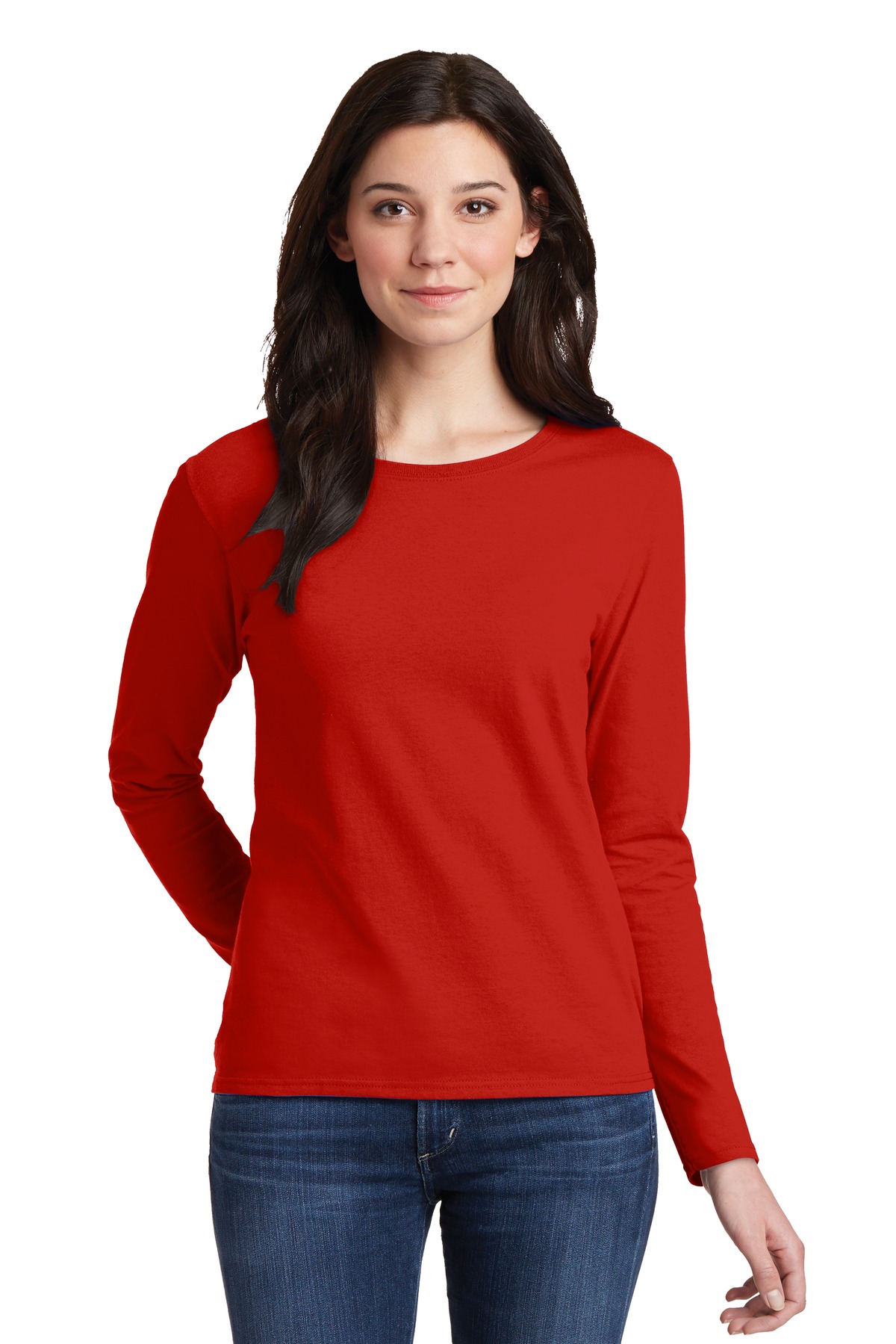 Gildan Ladies Heavy Cotton 100% Cotton Long Sleeve T-Shirt. 5400L
