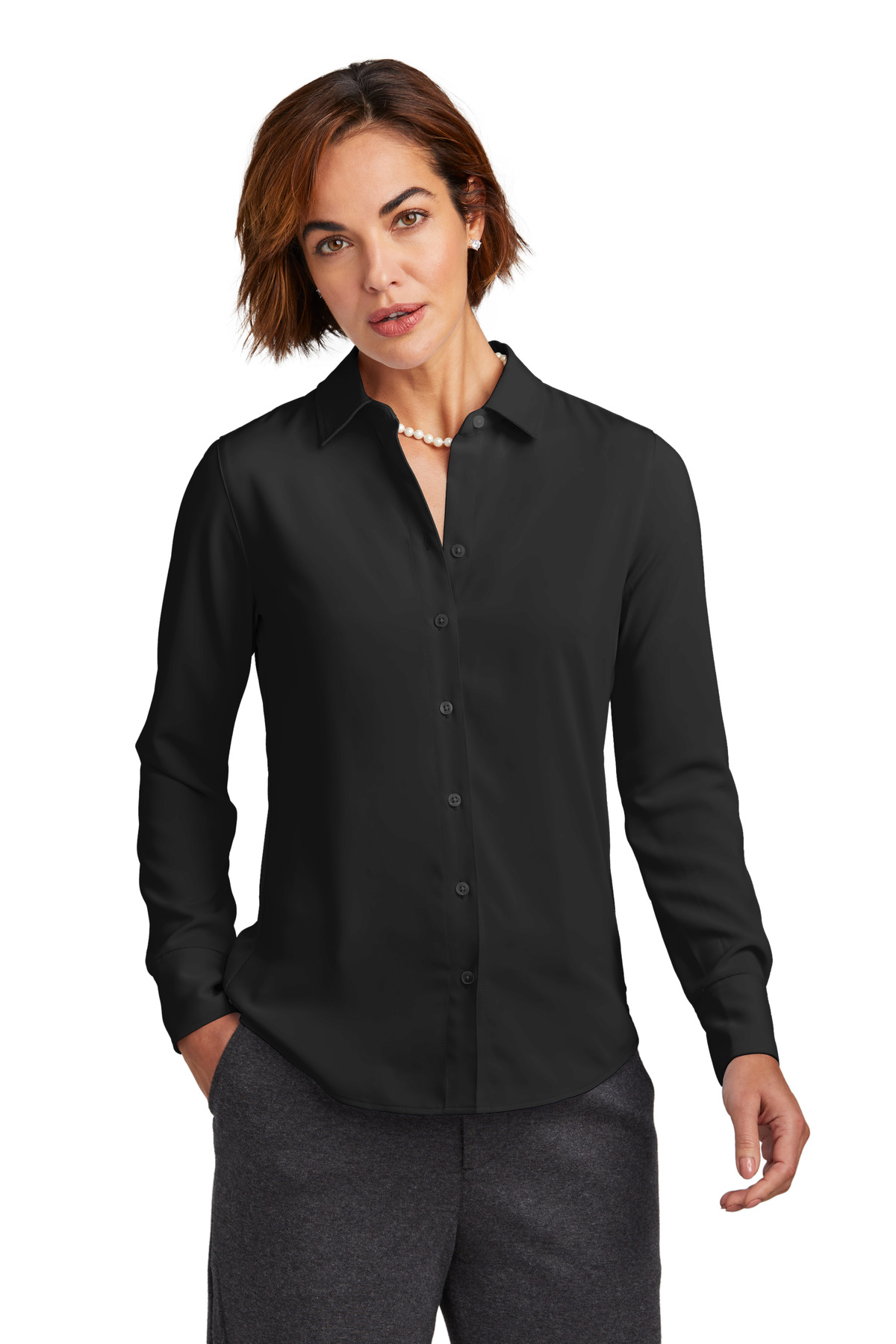 Brooks Brothers Womens Full-Button Satin Blouse BB18007