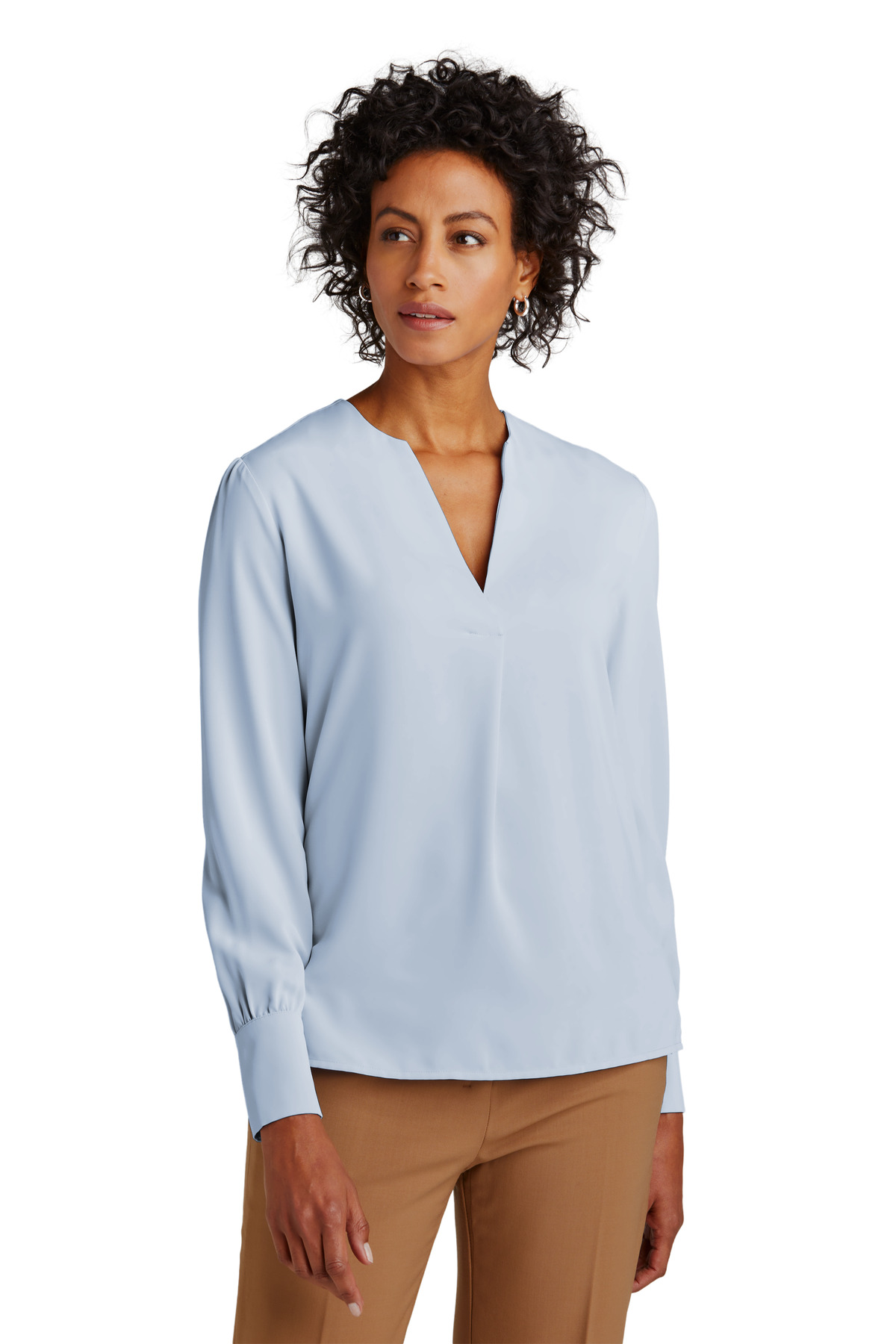 Brooks Brothers Womens Open-Neck Satin Blouse BB18009