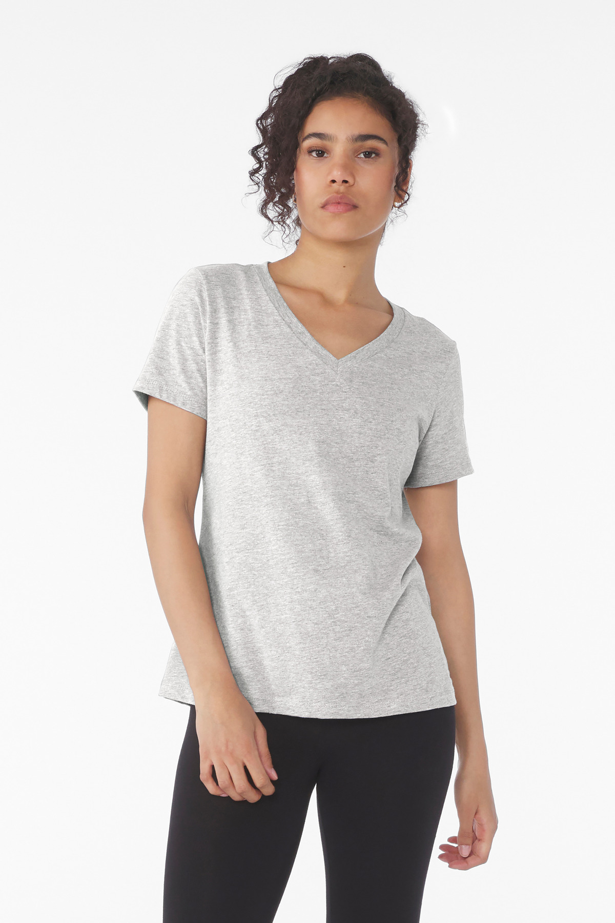 BELLA+CANVAS Womens Relaxed Heather CVC V-Neck Tee BC6405CVC