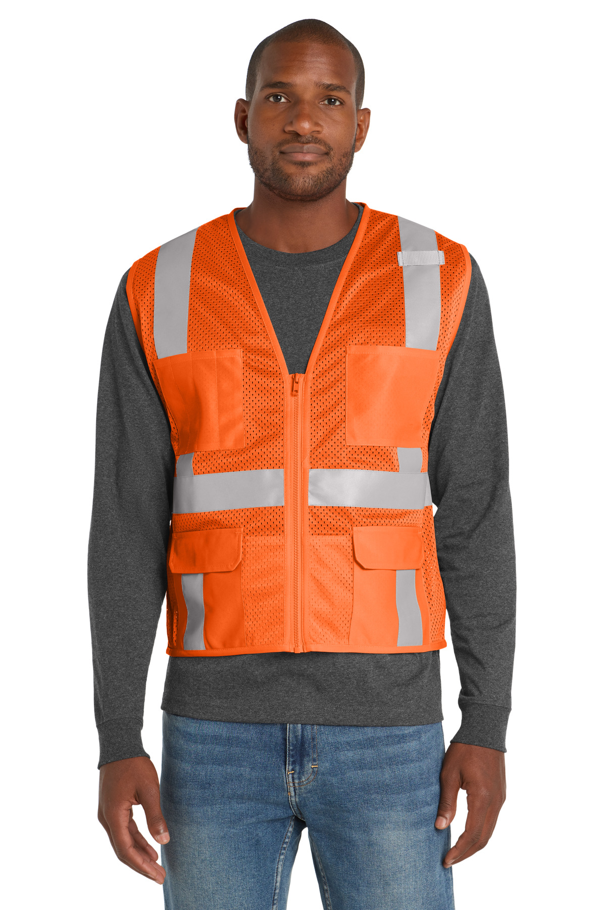 CornerStone  ANSI 107 Class 2 Mesh Six-Pocket Zippered Vest. CSV104