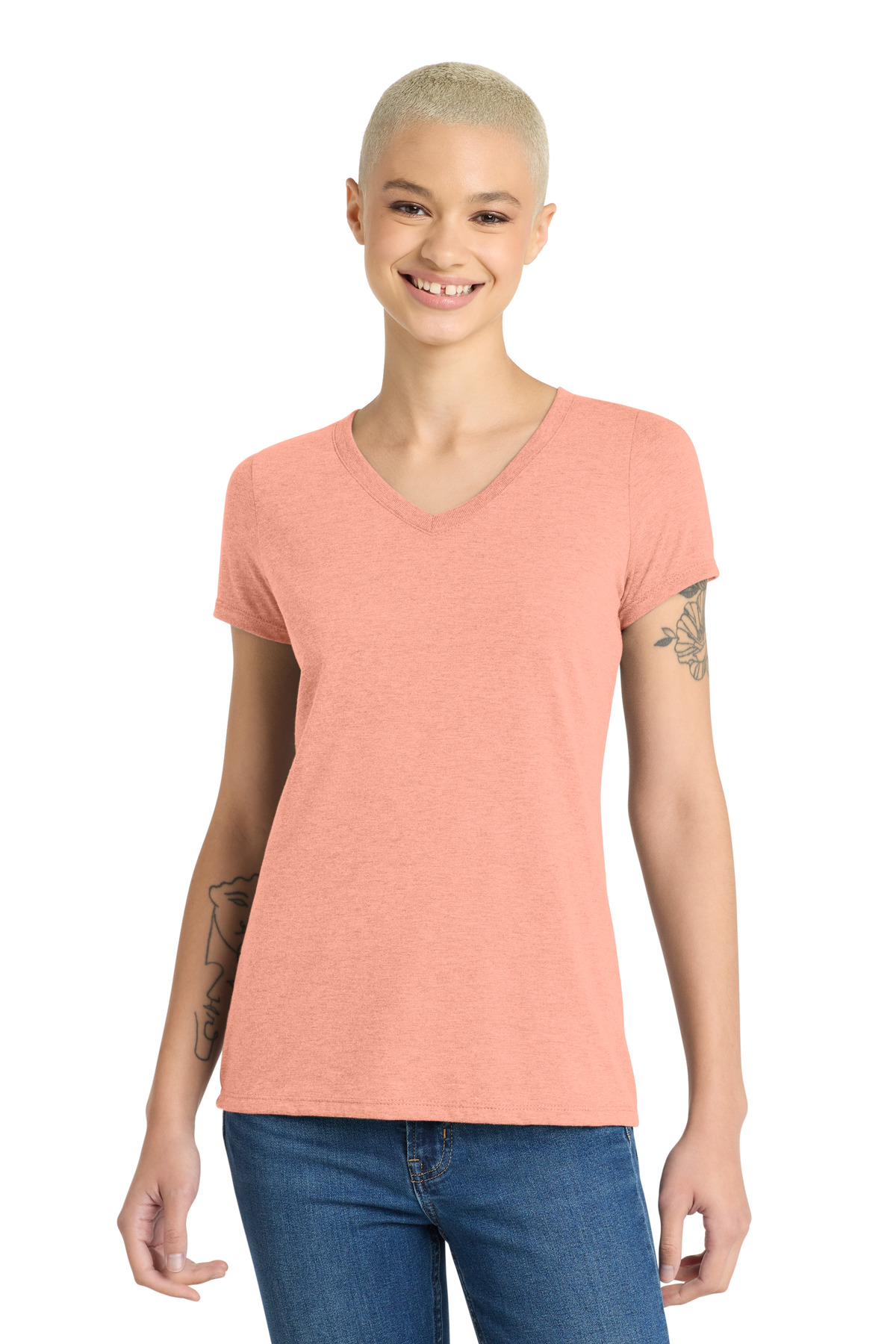 District Womens Perfect Tri V-Neck Tee. DM1350L