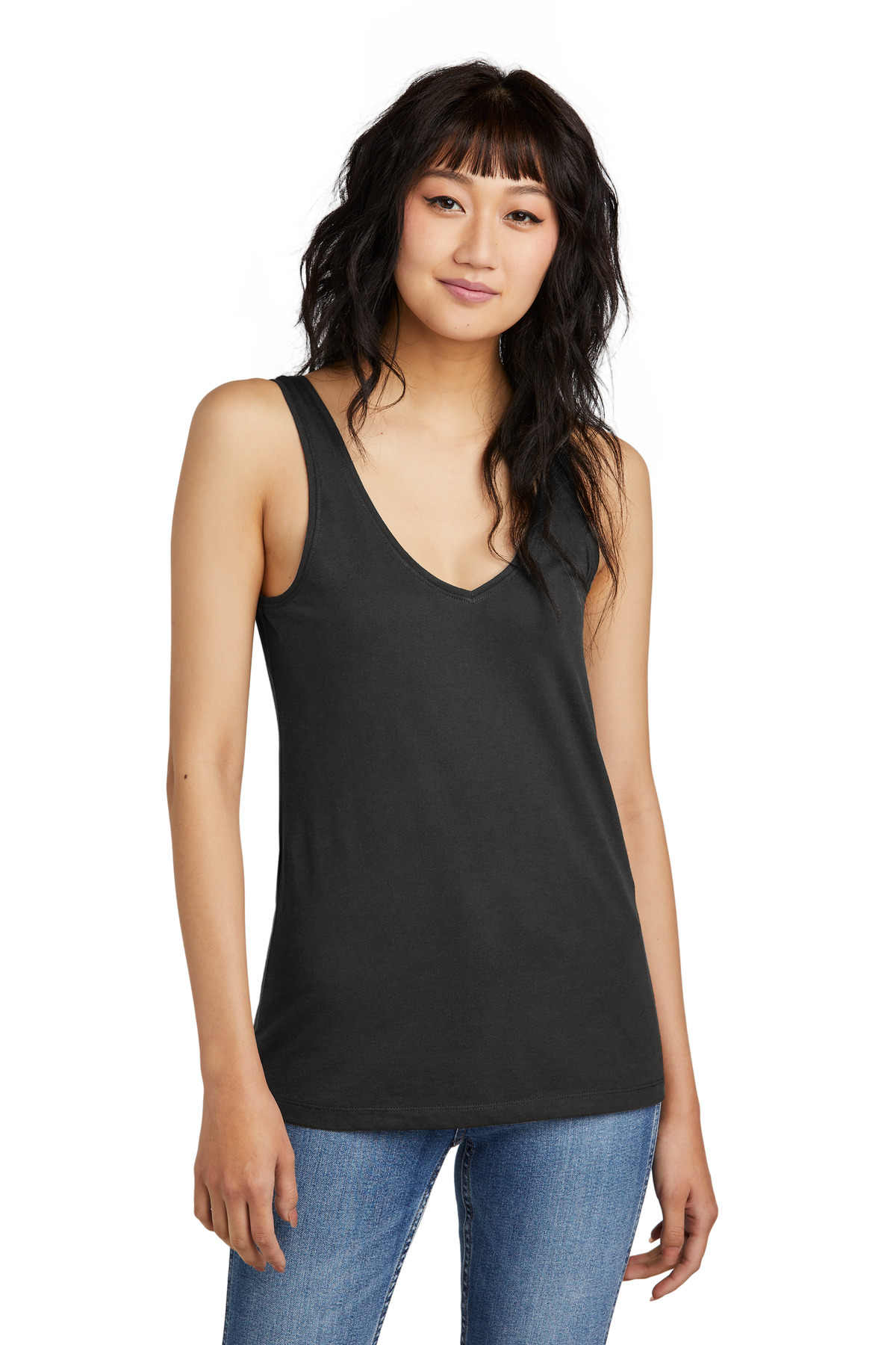 District Womens Perfect Blend CVC V-Neck Tank DT154