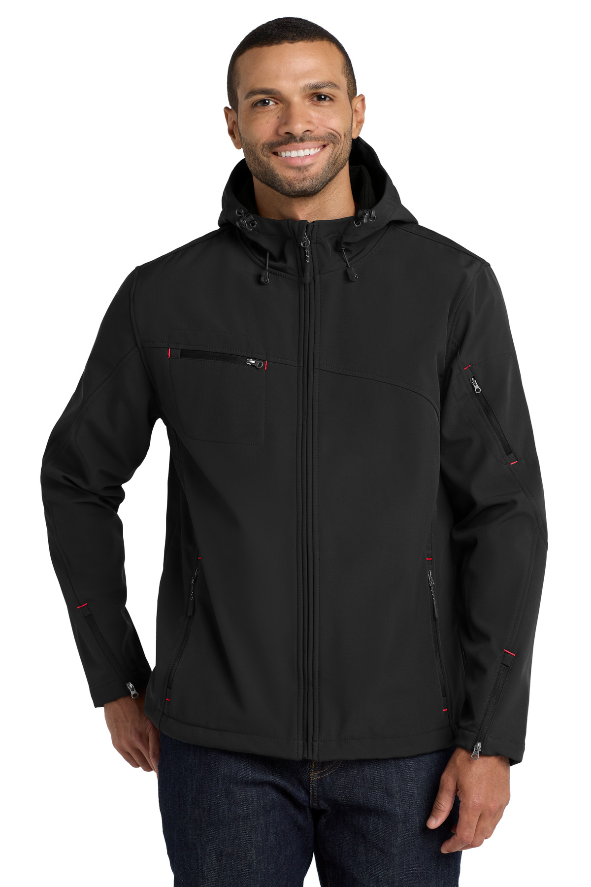 Port Authority Textured Hooded Soft Shell Jacket. J706
