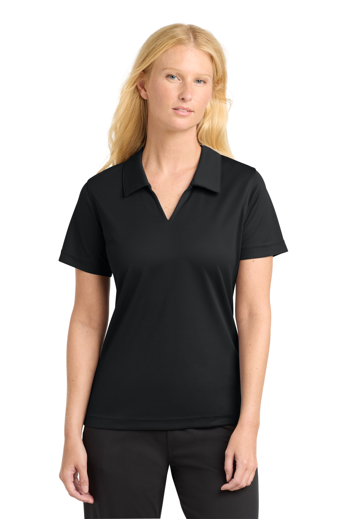 Sport-Tek Womens Dri-Mesh V-Neck Polo.  L469