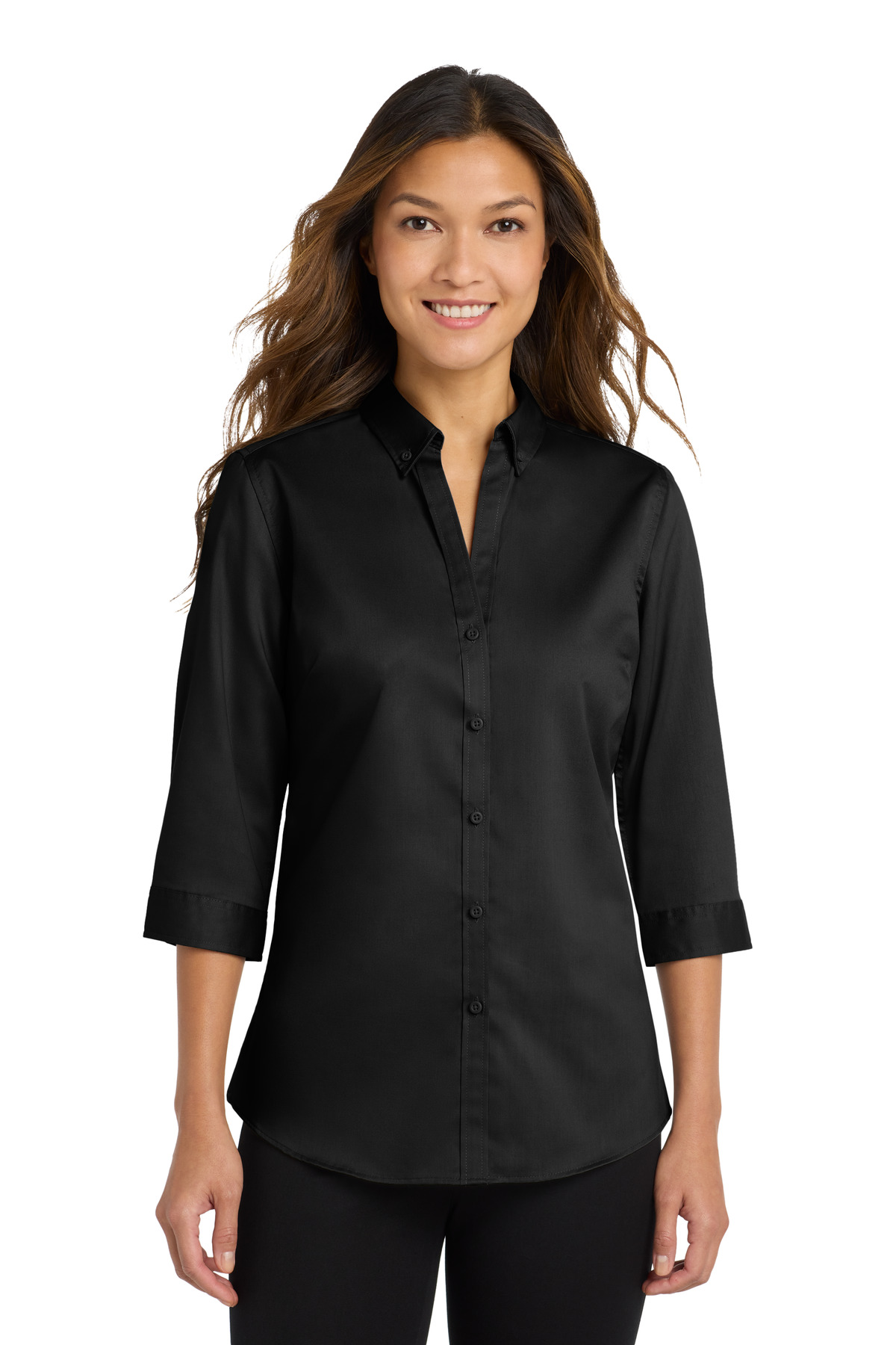 Port Authority Womens 3/4-Sleeve SuperPro Twill Shirt. L665