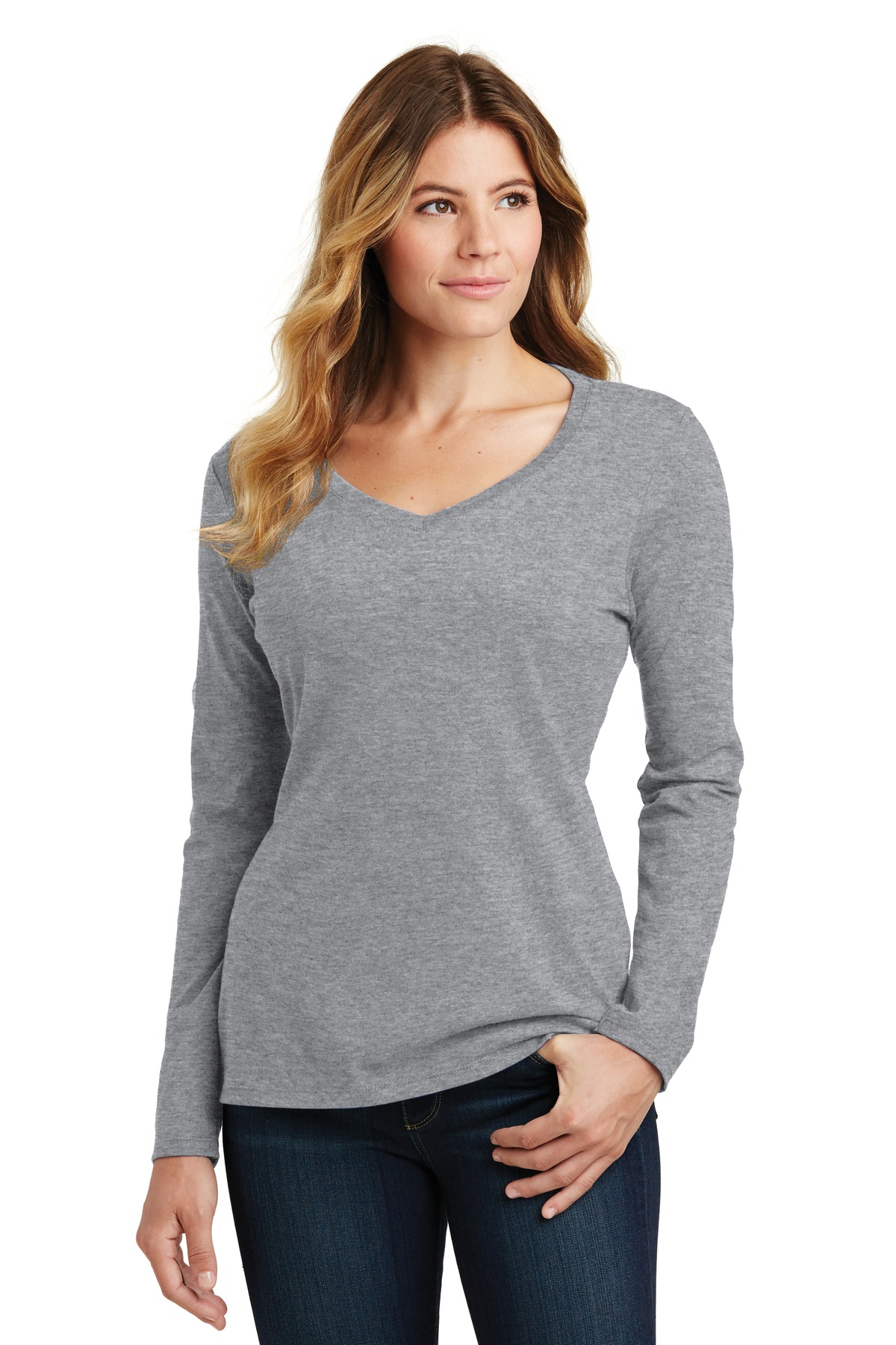 Port & Co Womens Long Sleeve Fan Favorite V-Neck Tee. LPC450VLS