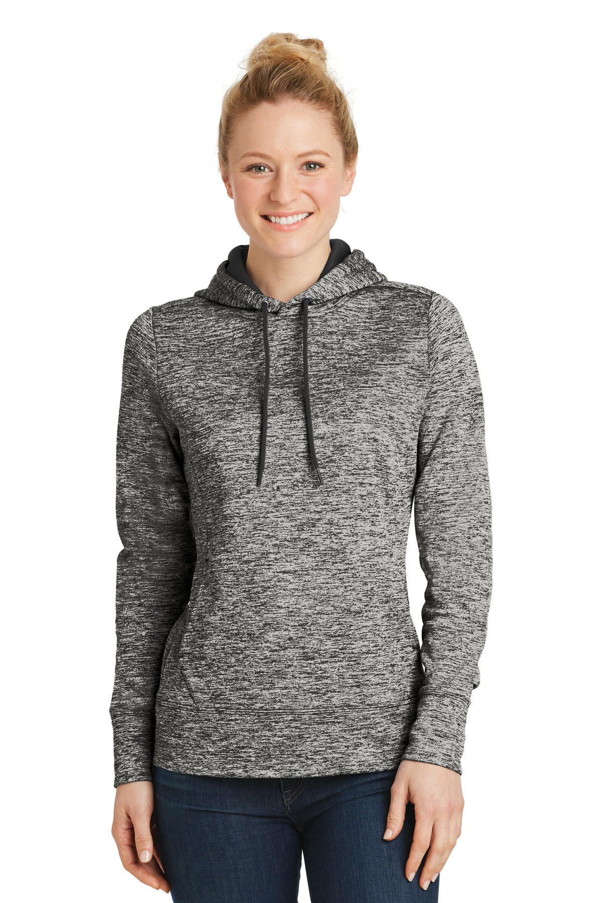 Sport-Tek Womens PosiCharge Electric Heather Fleece Hooded Pullover. LST225