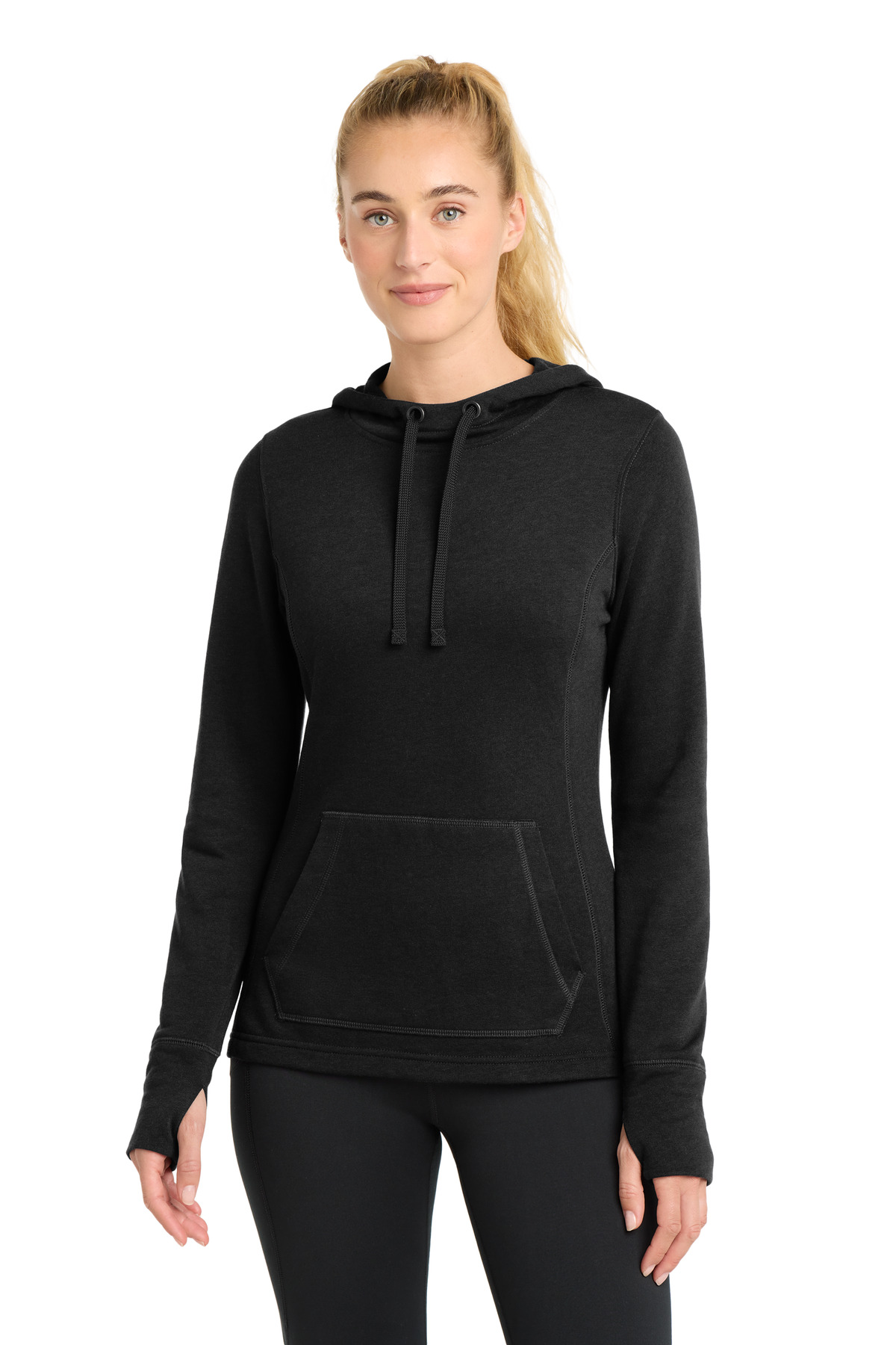 Sport-Tek  Womens PosiCharge  Tri-Blend Wicking Fleece Hooded Pullover. LST296