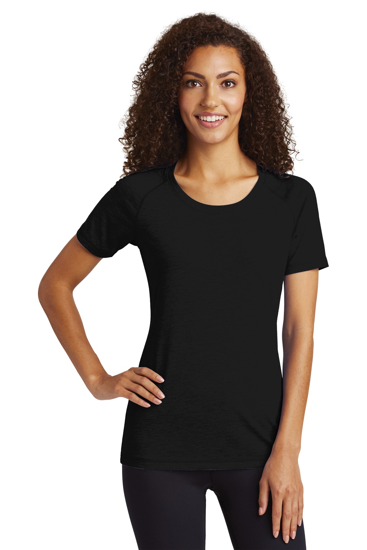 Sport-Tek  Womens PosiCharge  Tri-Blend Wicking Scoop Neck Raglan Tee. LST400