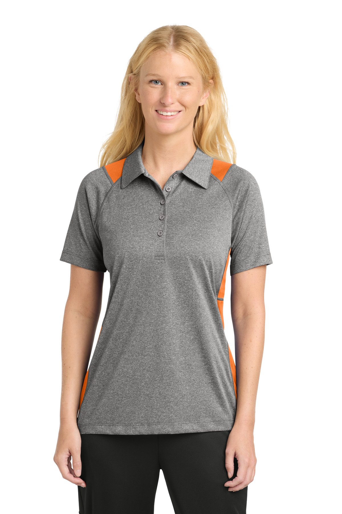 Sport-Tek Womens Heather Colorblock Contender Polo. LST665
