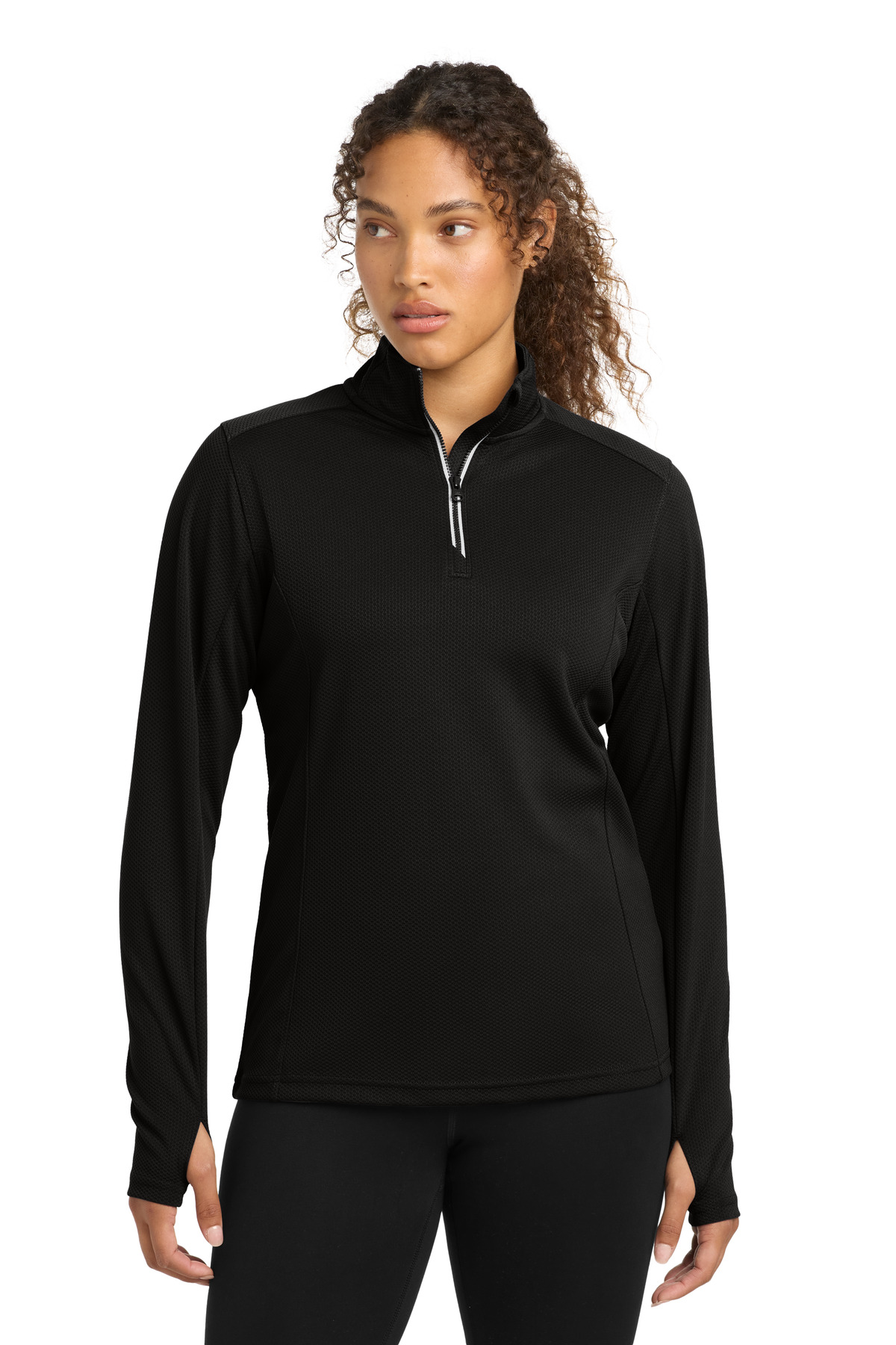 Sport-Tek Womens Sport-Wick Textured 1/4-Zip Pullover.  LST860