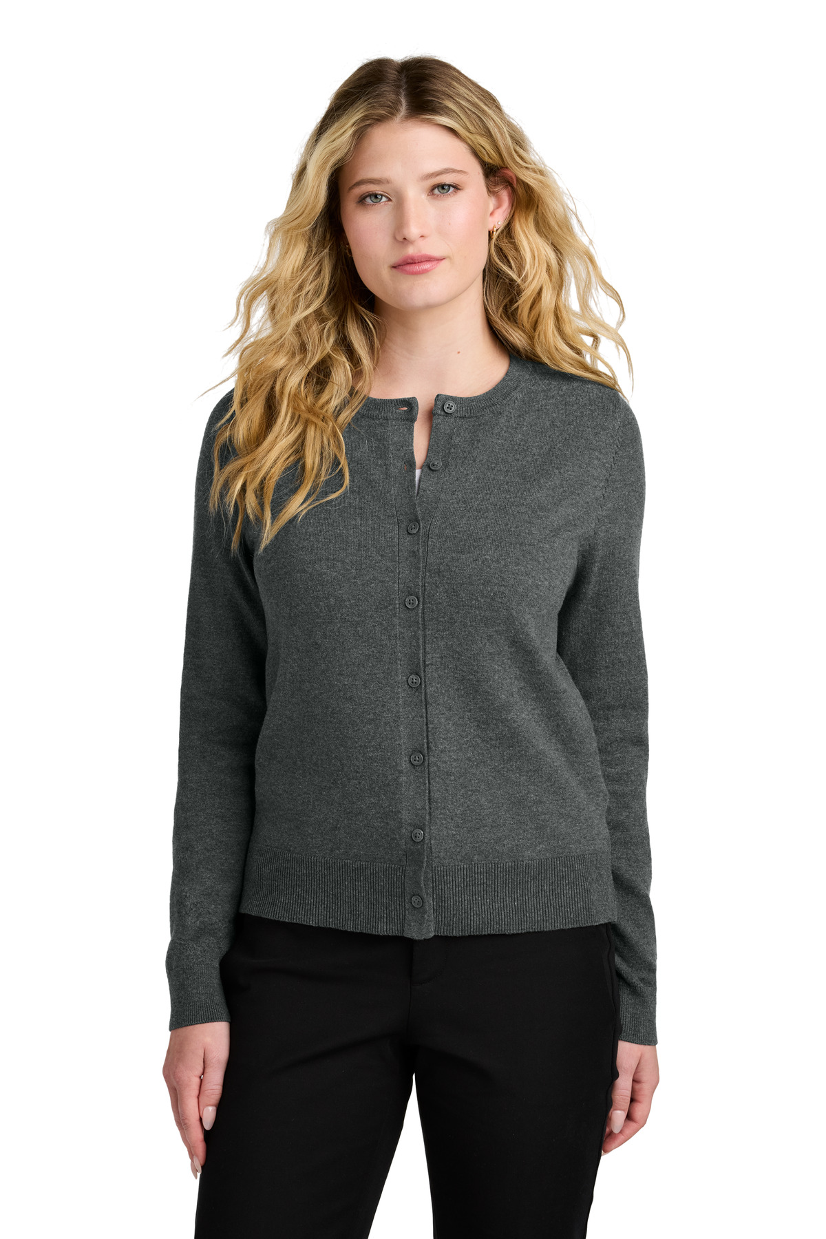 Port Authority Womens Easy Care Crewneck Cardigan Sweater LSW2870