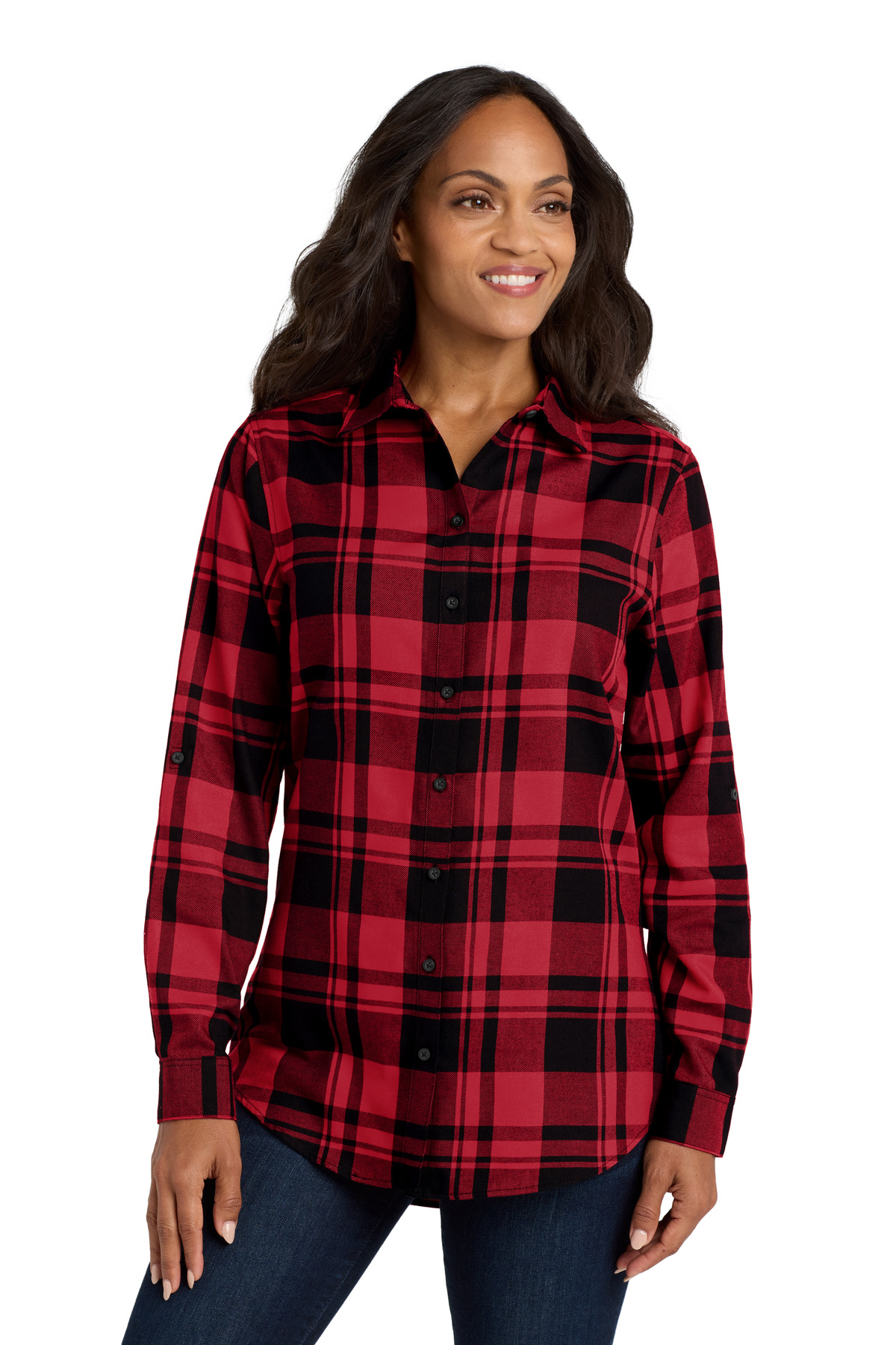 Port Authority Womens Plaid Flannel Tunic . LW668