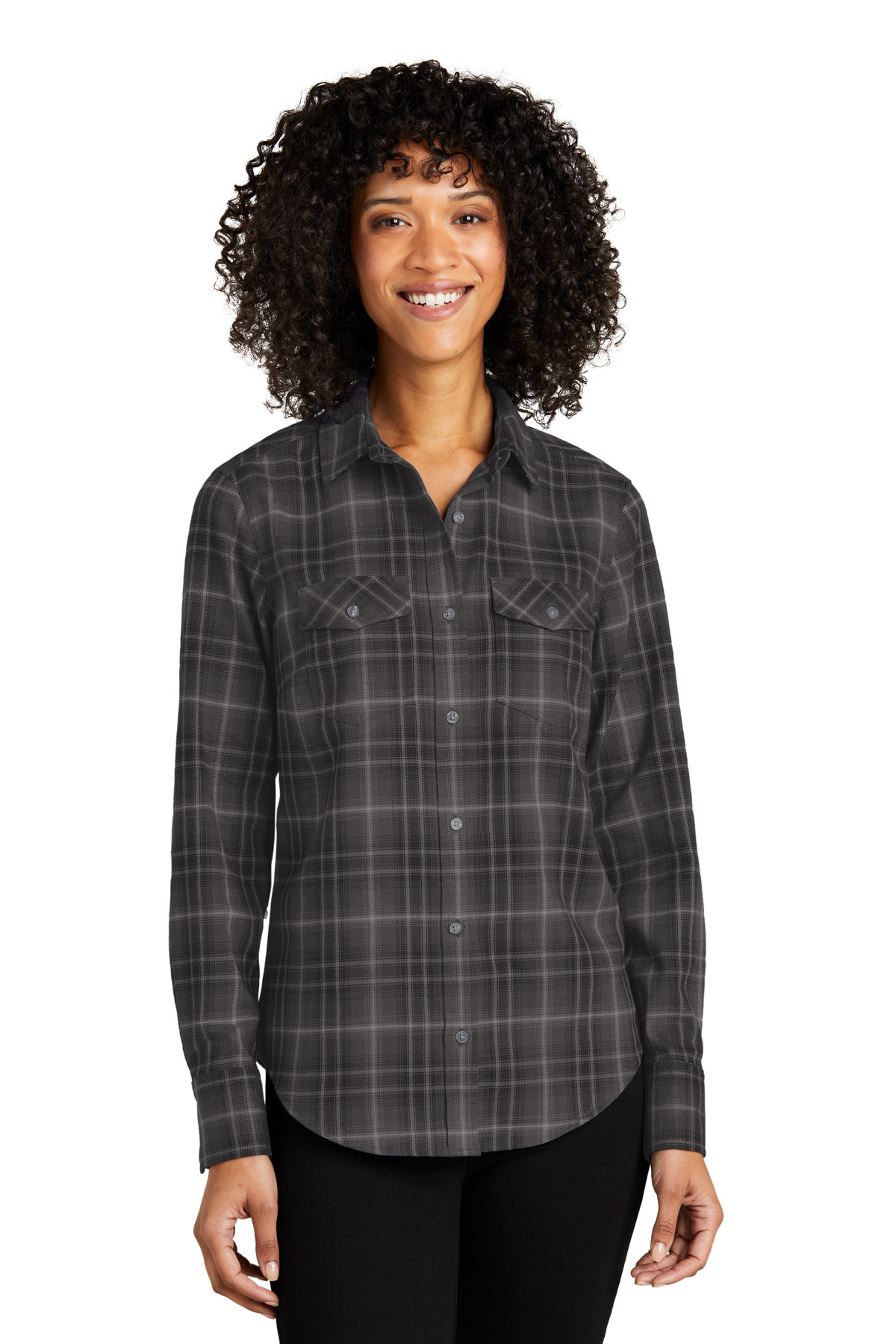 Port Authority Womens Long Sleeve Ombre Plaid Shirt LW672