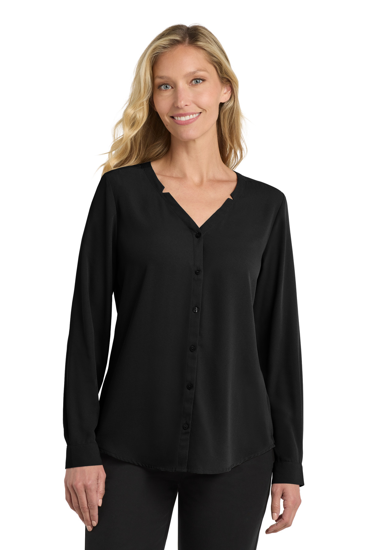 Port Authority Womens Long Sleeve Button-Front Blouse. LW700