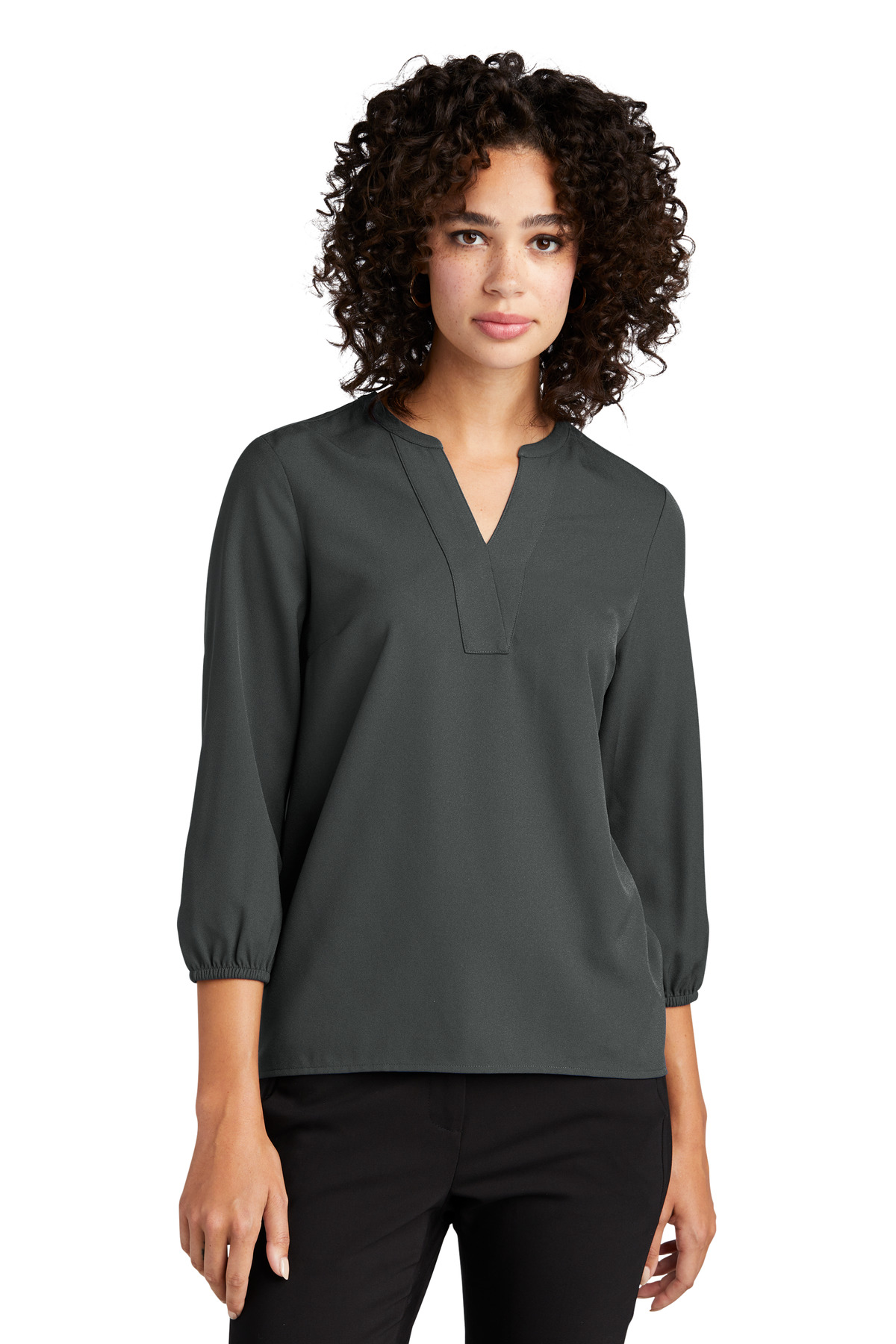 Mercer+Mettle Womens Stretch Crepe 3/4-Sleeve Blouse MM2011