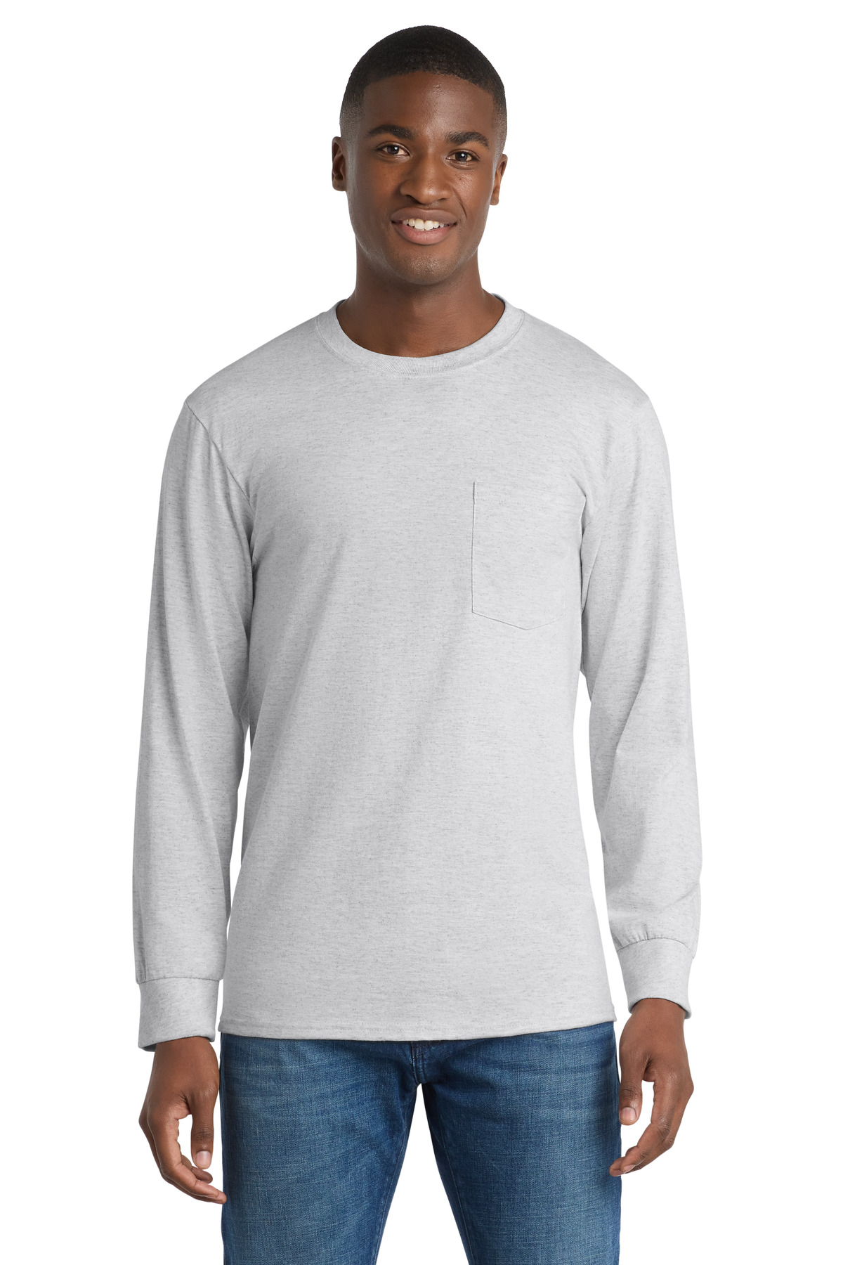 Port & Co Tall Long Sleeve Essential Pocket Tee. PC61LSPT