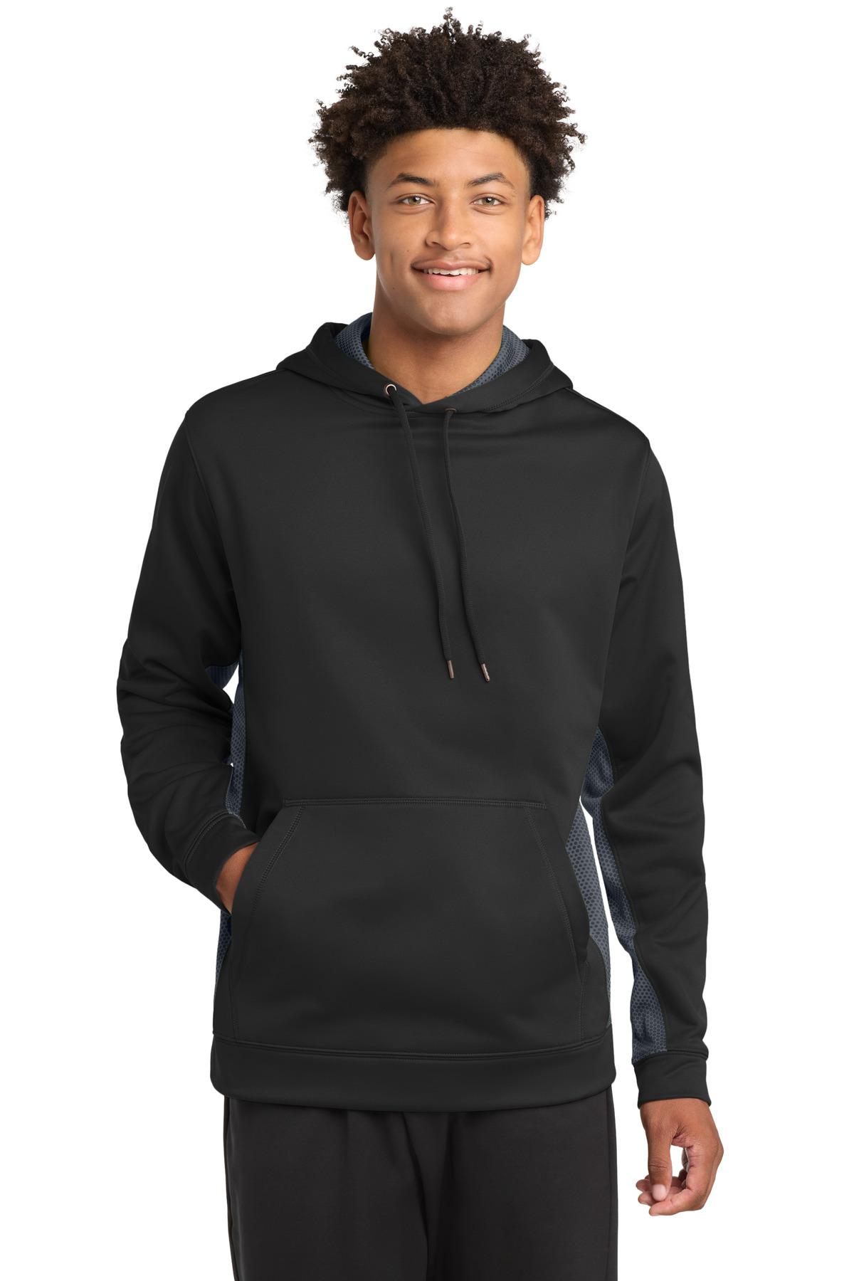 Sport-Tek Sport-Wick CamoHex Fleece Colorblock Hooded Pullover. ST239