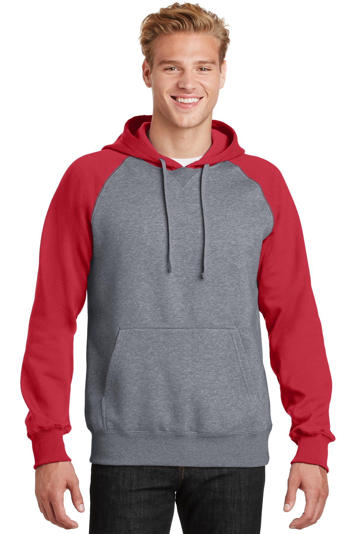 Sport-Tek Raglan Colorblock Pullover Hooded Sweatshirt. ST267