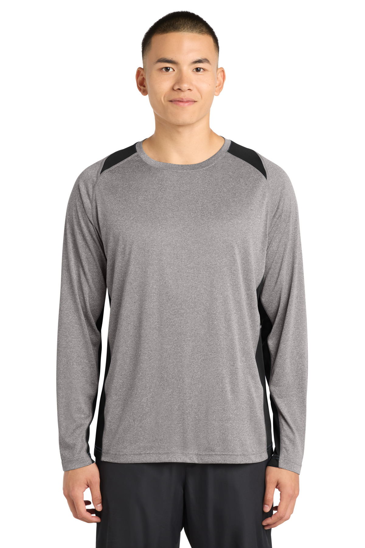 Sport-Tek Long Sleeve Heather Colorblock Contender Tee. ST361LS