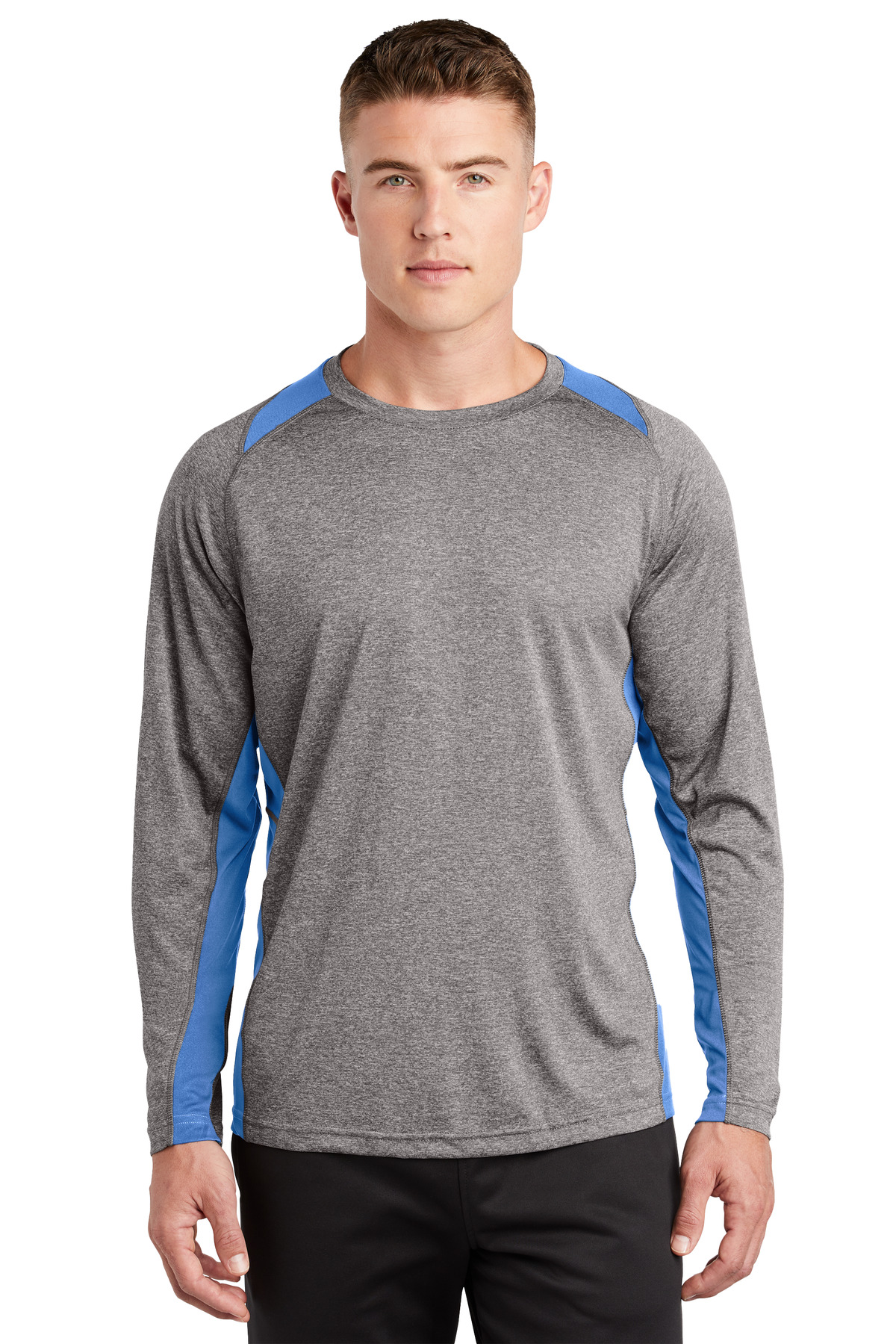 Sport-Tek Long Sleeve Heather Colorblock Contender Tee. ST361LS