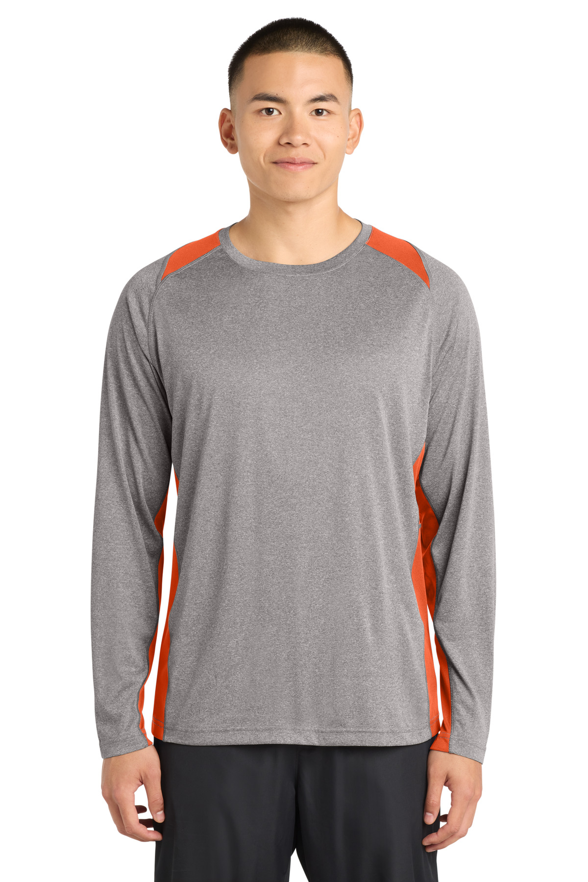 Sport-Tek Long Sleeve Heather Colorblock Contender Tee. ST361LS