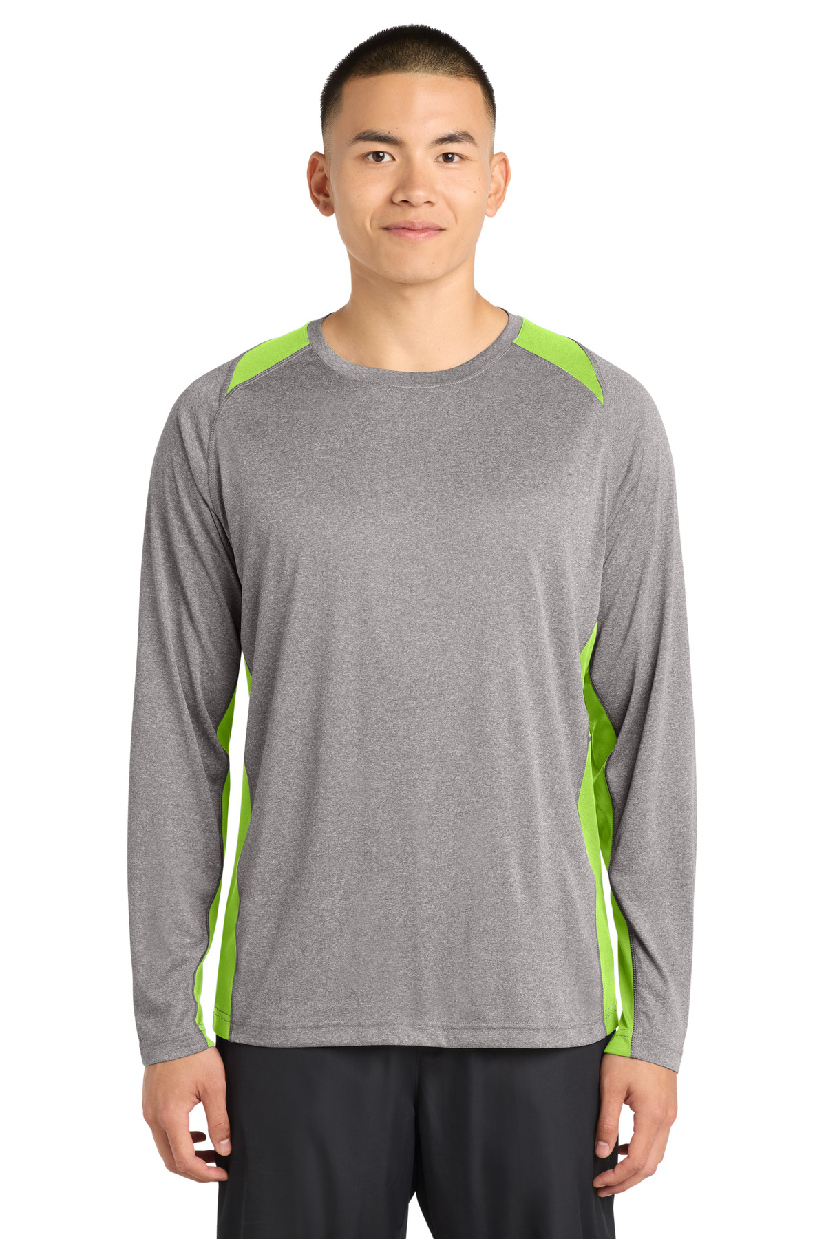 Sport-Tek Long Sleeve Heather Colorblock Contender Tee. ST361LS