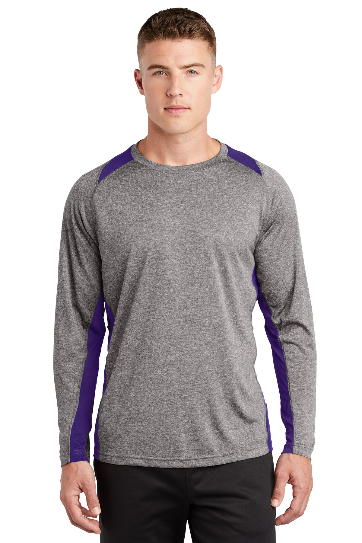 Sport-Tek Long Sleeve Heather Colorblock Contender Tee. ST361LS