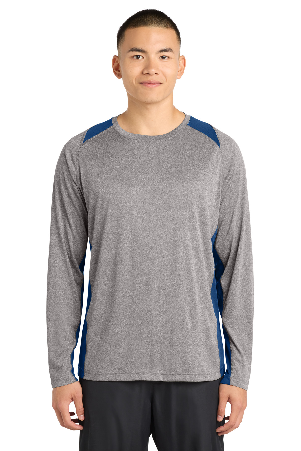 Sport-Tek Long Sleeve Heather Colorblock Contender Tee. ST361LS