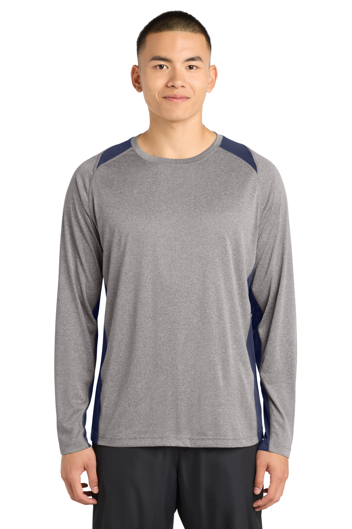 Sport-Tek Long Sleeve Heather Colorblock Contender Tee. ST361LS