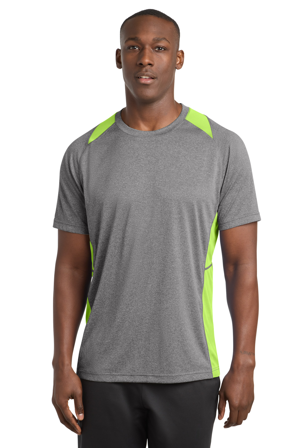 Sport-Tek Heather Colorblock Contender Tee. ST361