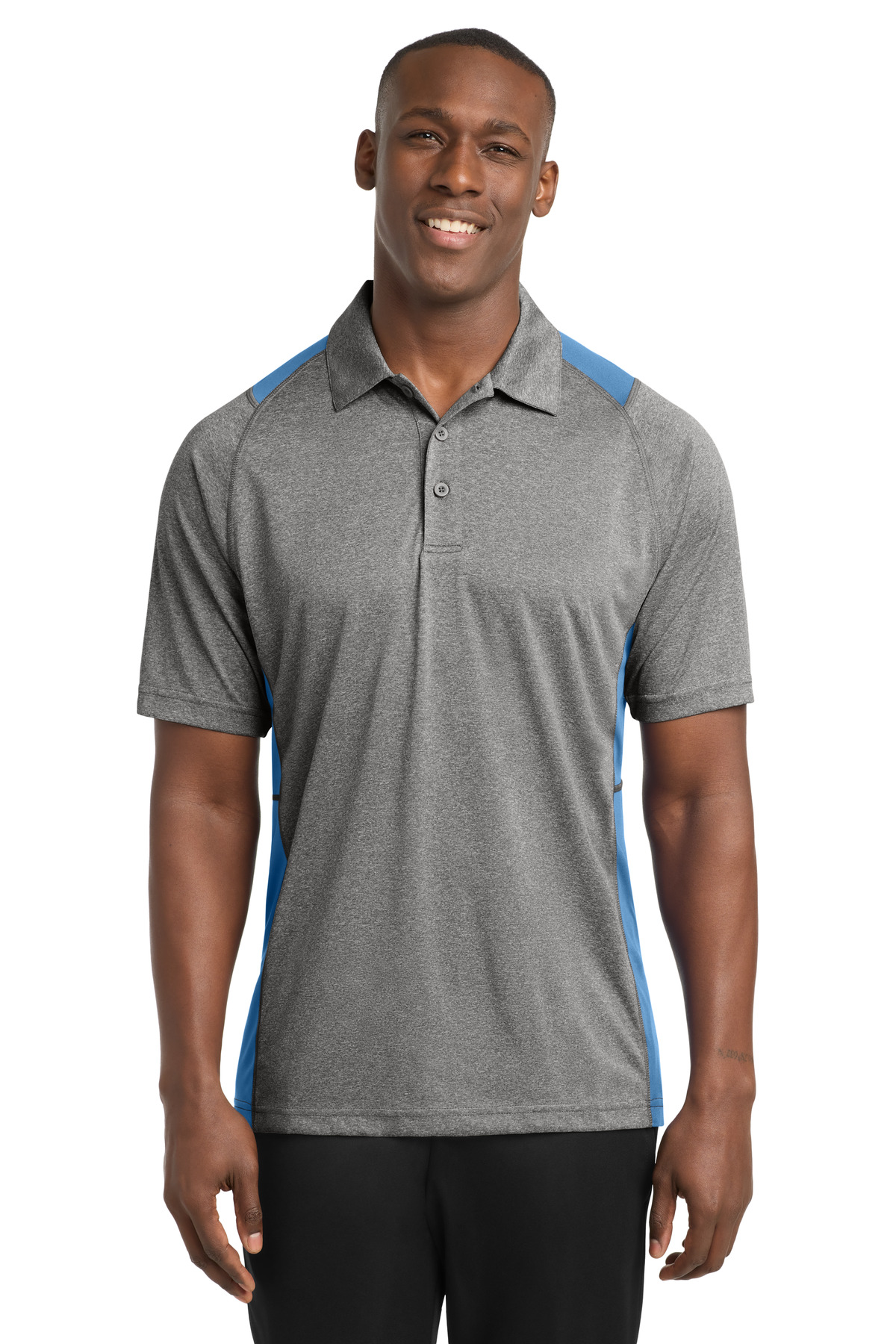 Sport-Tek Heather Colorblock Contender Polo. ST665