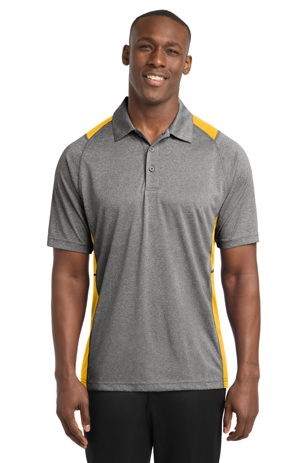 Sport-Tek Heather Colorblock Contender Polo. ST665