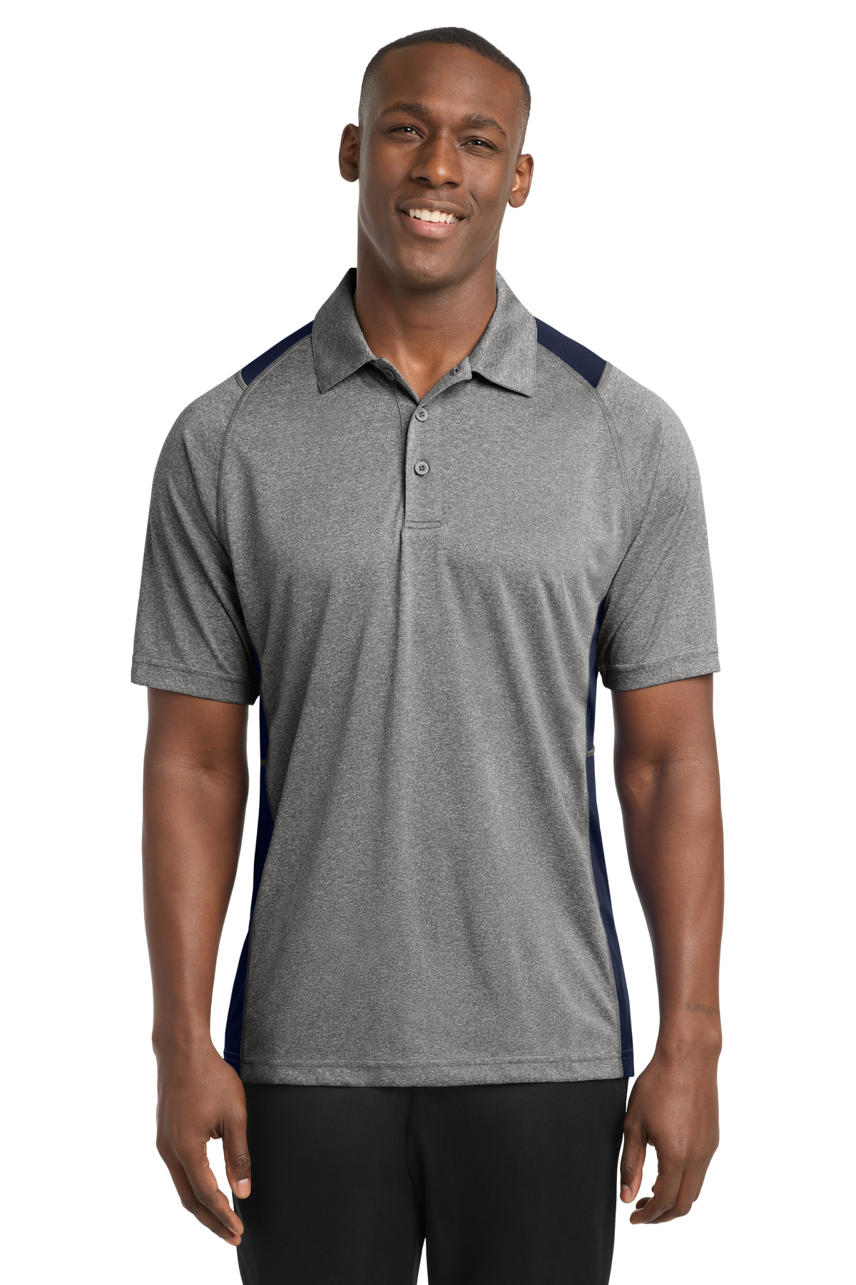 Sport-Tek Heather Colorblock Contender Polo. ST665