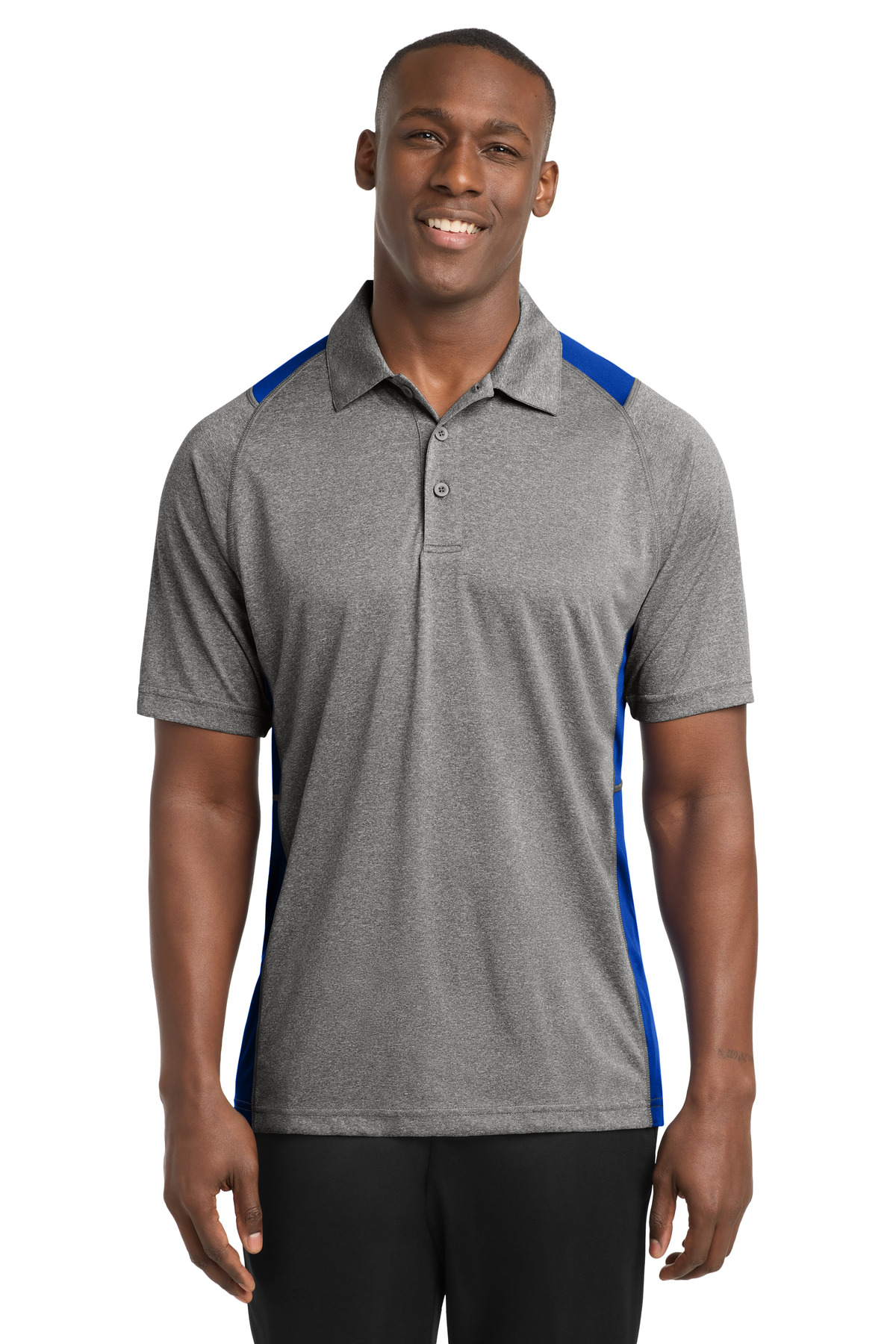 Sport-Tek Heather Colorblock Contender Polo. ST665