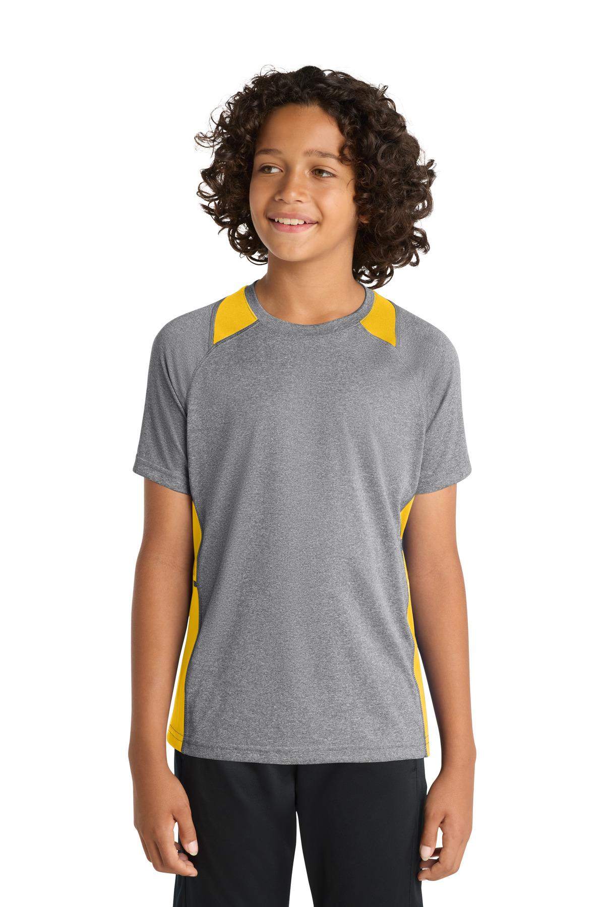 Sport-Tek Youth Heather Colorblock Contender Tee. YST361