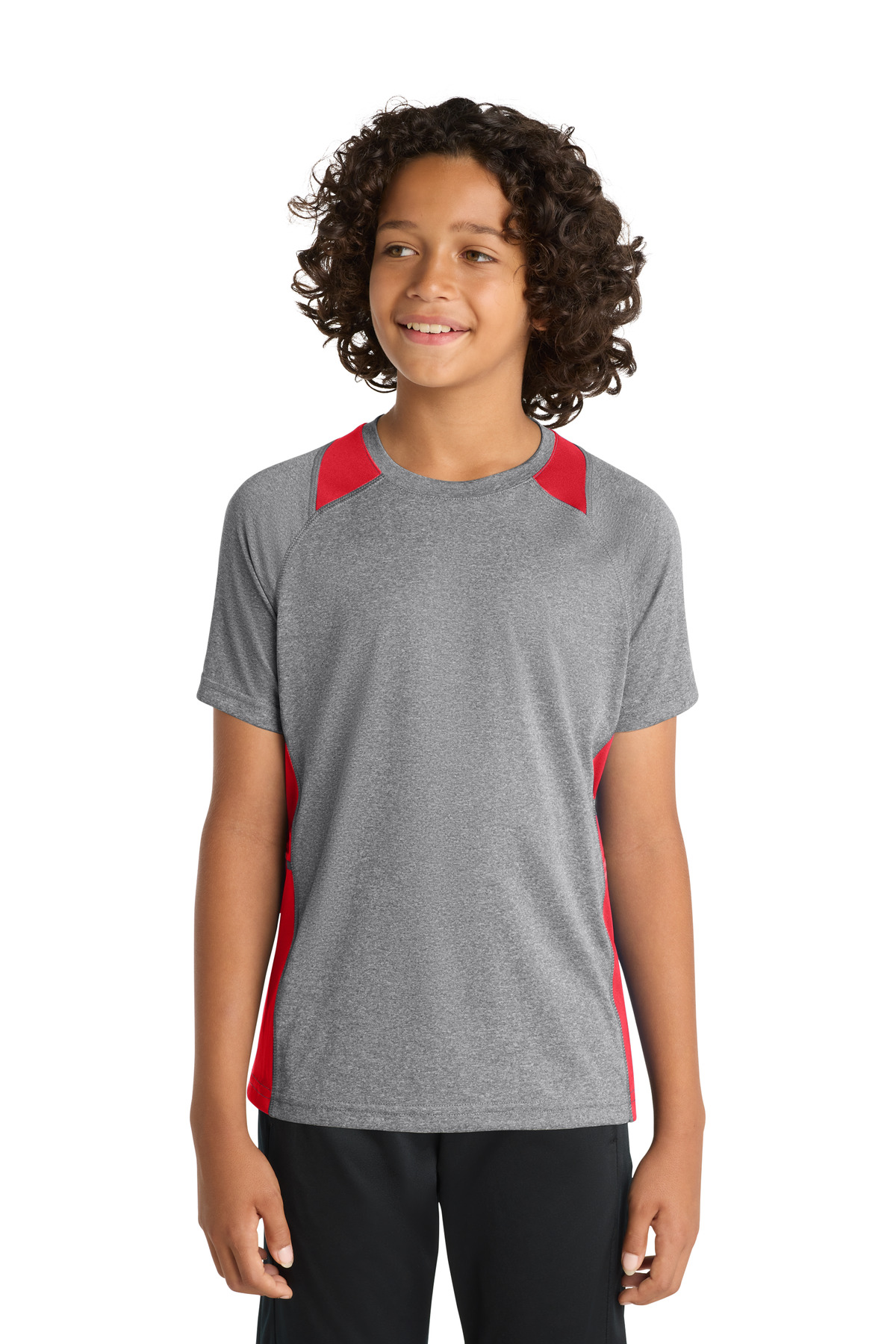 Sport-Tek Youth Heather Colorblock Contender Tee. YST361