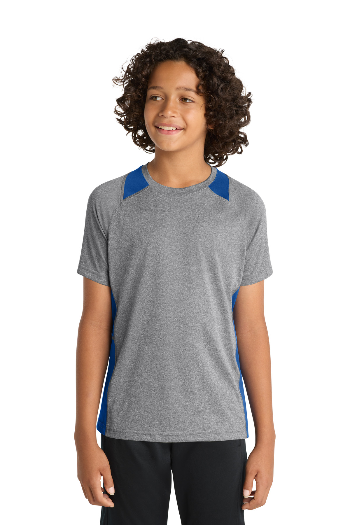 Sport-Tek Youth Heather Colorblock Contender Tee. YST361