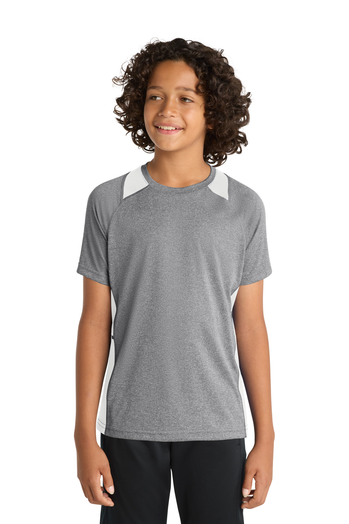 Sport-Tek Youth Heather Colorblock Contender Tee. YST361
